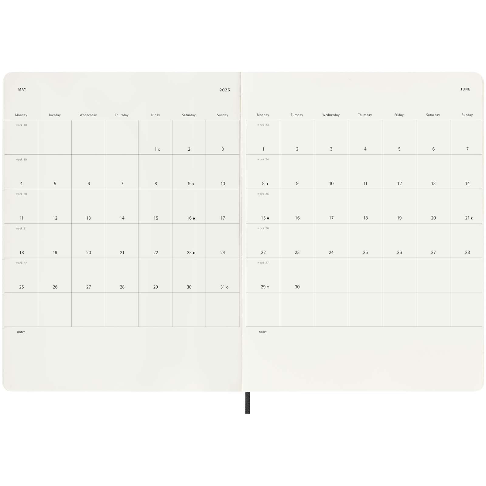 Agenda XL 12 mois Moleskine à couverture souple