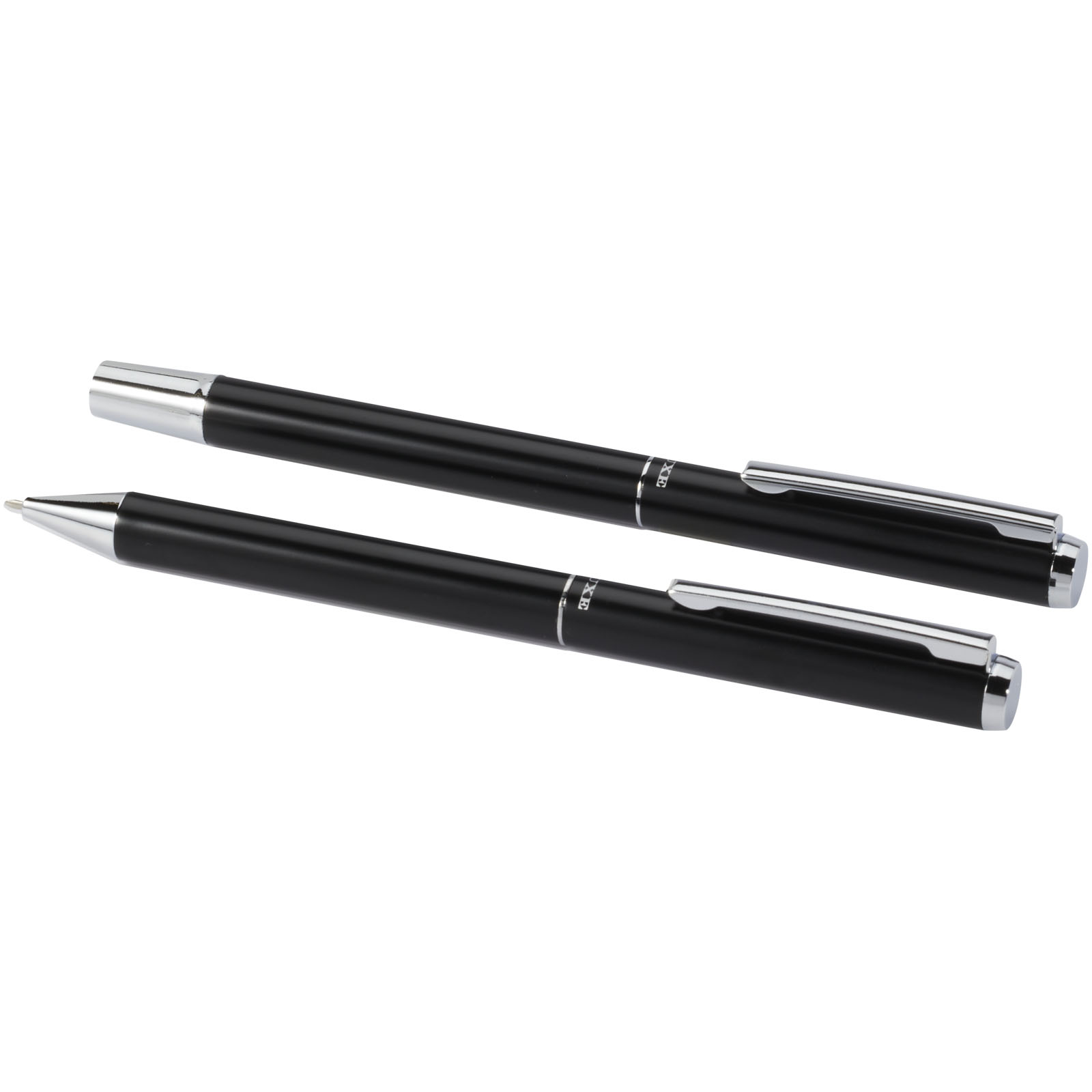 Luxe Ensemble-cadeau stylo bille et stylo roller Lucetto en aluminium recyclé (encre noire)