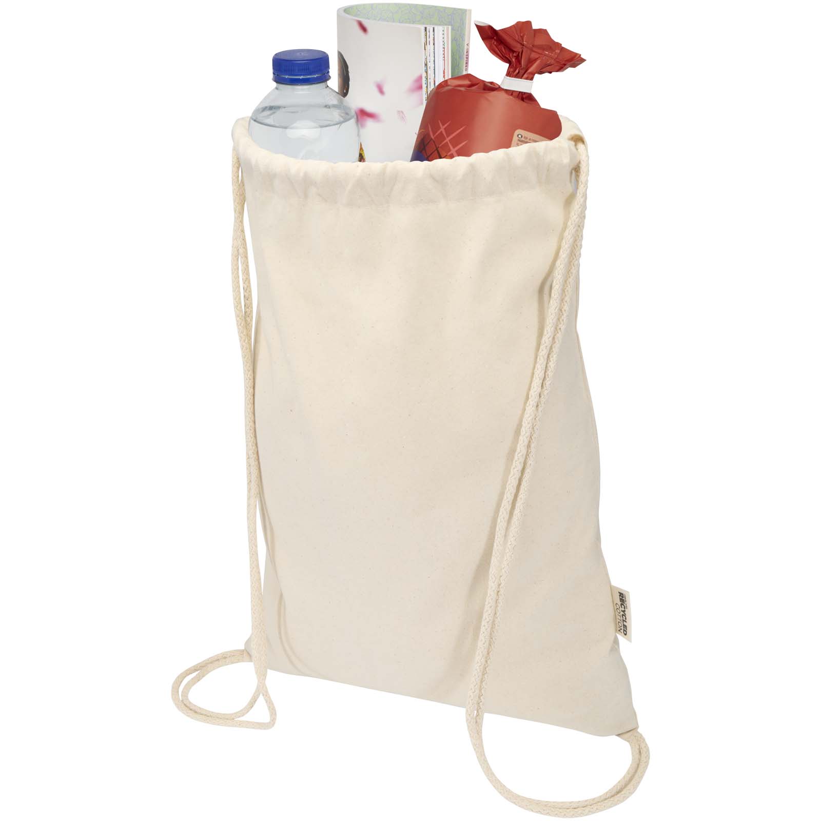 Sac Peru Blend de 5 L avec cordon en coton recyclé 180 g/m2 certifié GRS