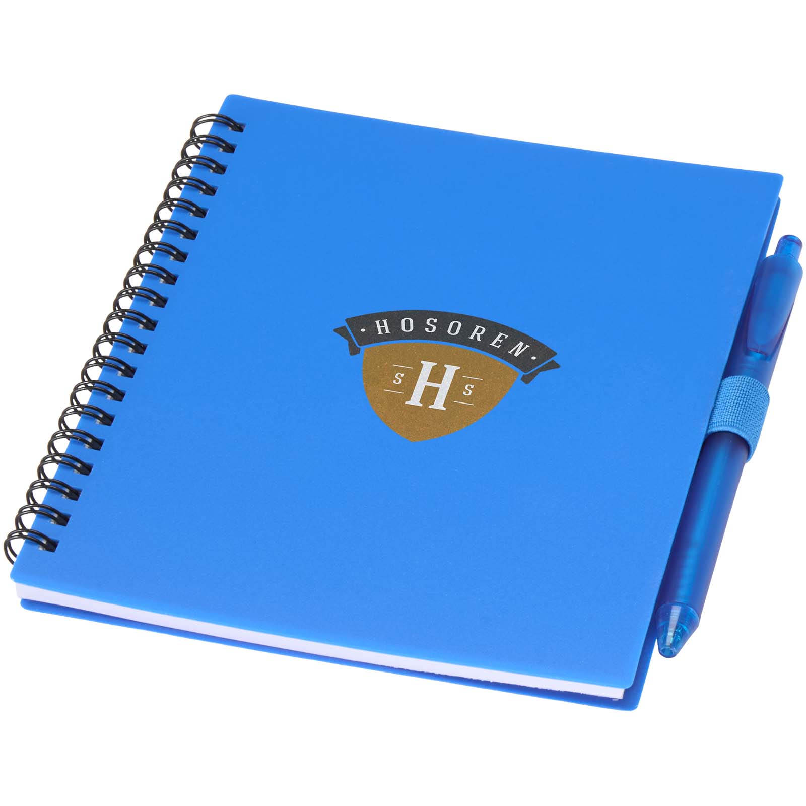 Ensemble carnet à couverture souple en plastique recyclé et stylo bille (encre bleue) Niove