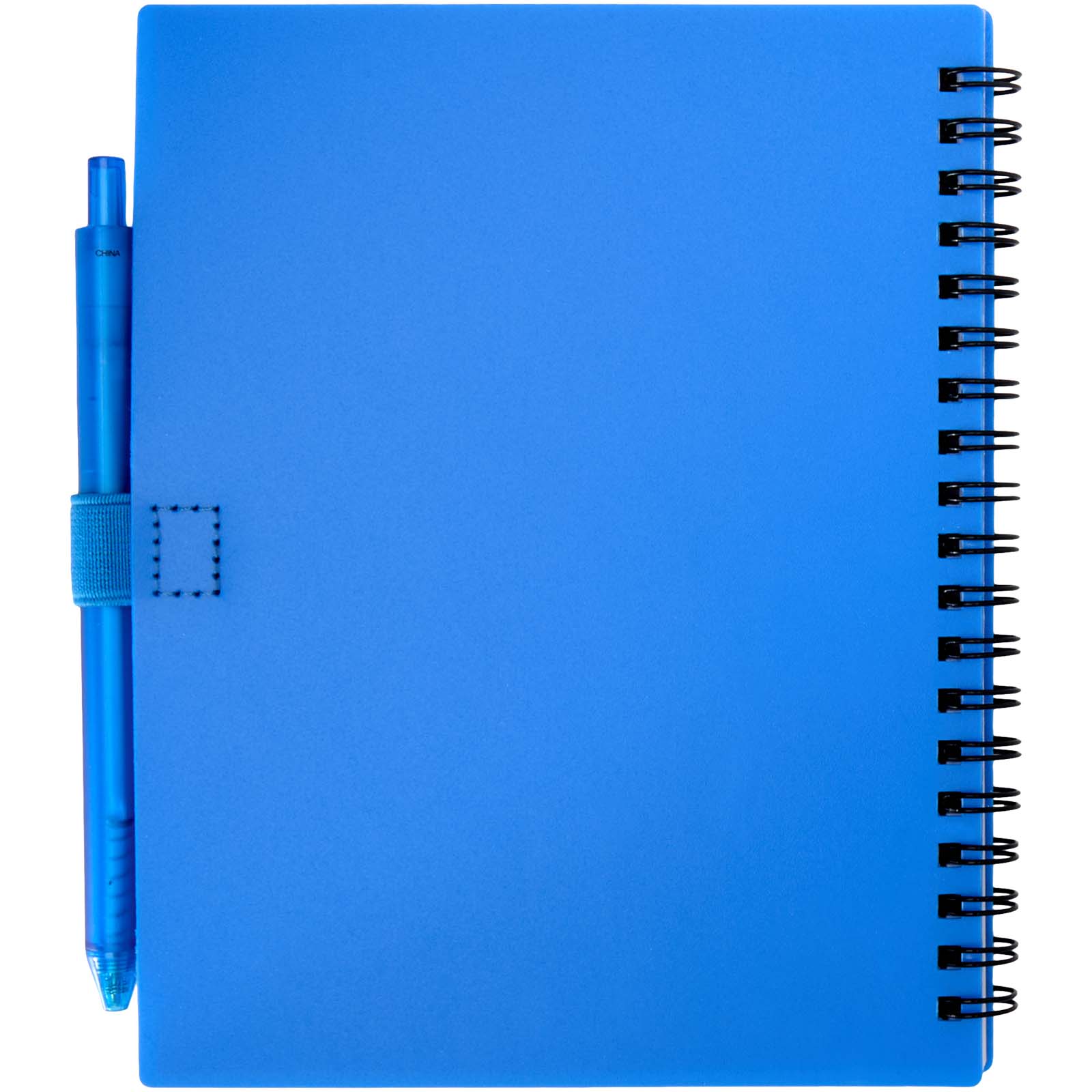 Ensemble carnet à couverture souple en plastique recyclé et stylo bille (encre bleue) Niove