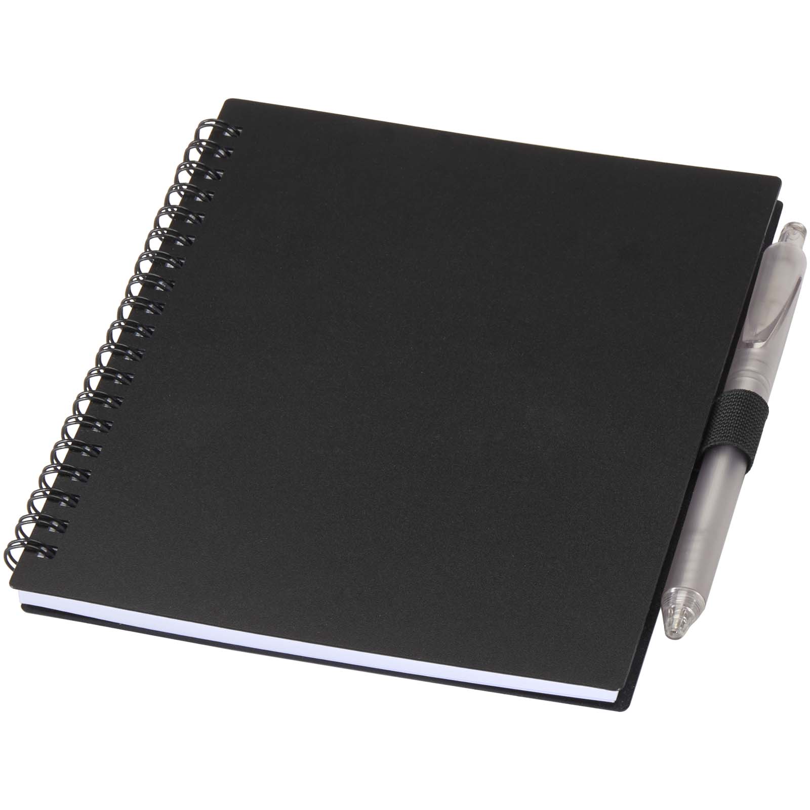 Ensemble carnet à couverture souple en plastique recyclé et stylo bille (encre bleue) Niove