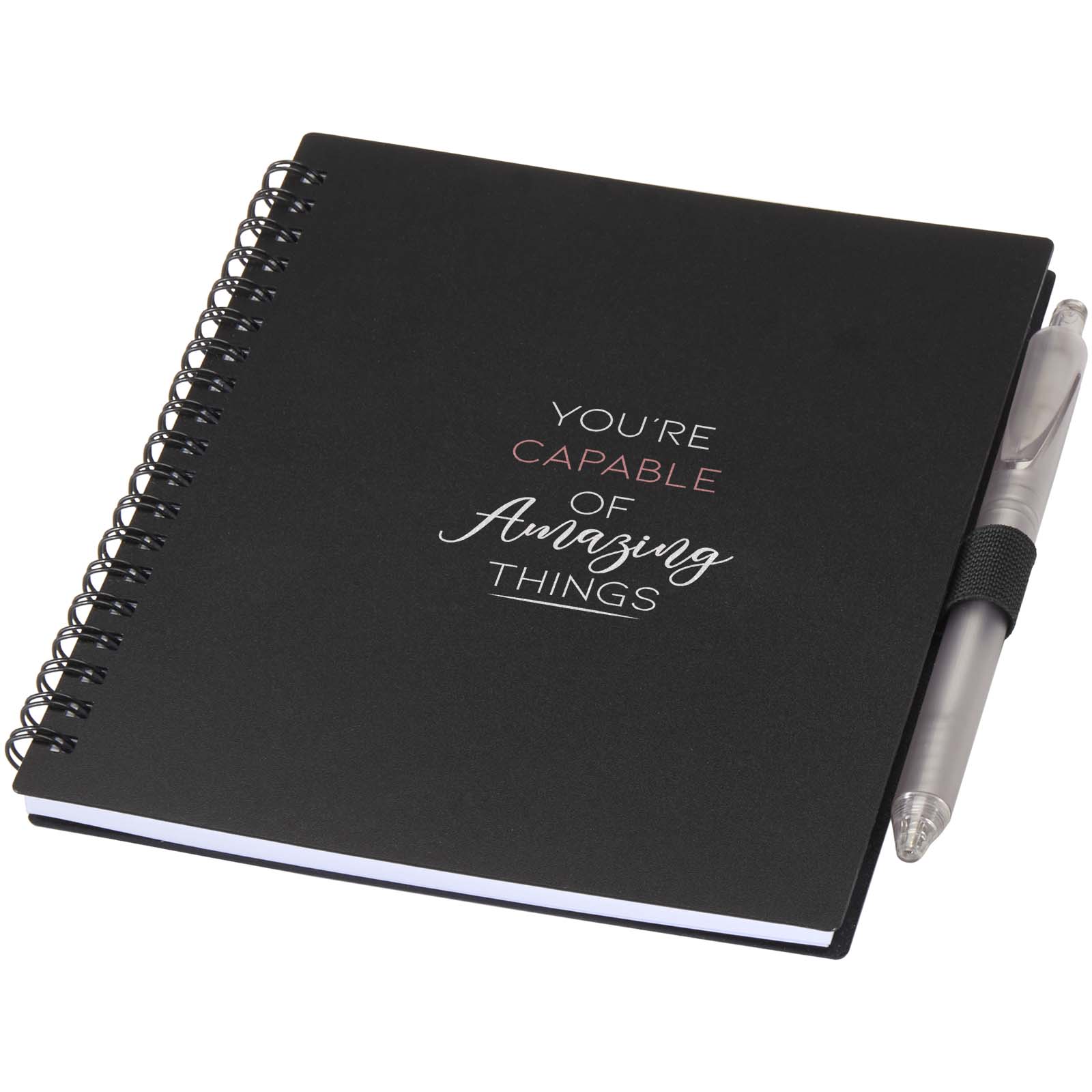 Ensemble carnet à couverture souple en plastique recyclé et stylo bille (encre bleue) Niove