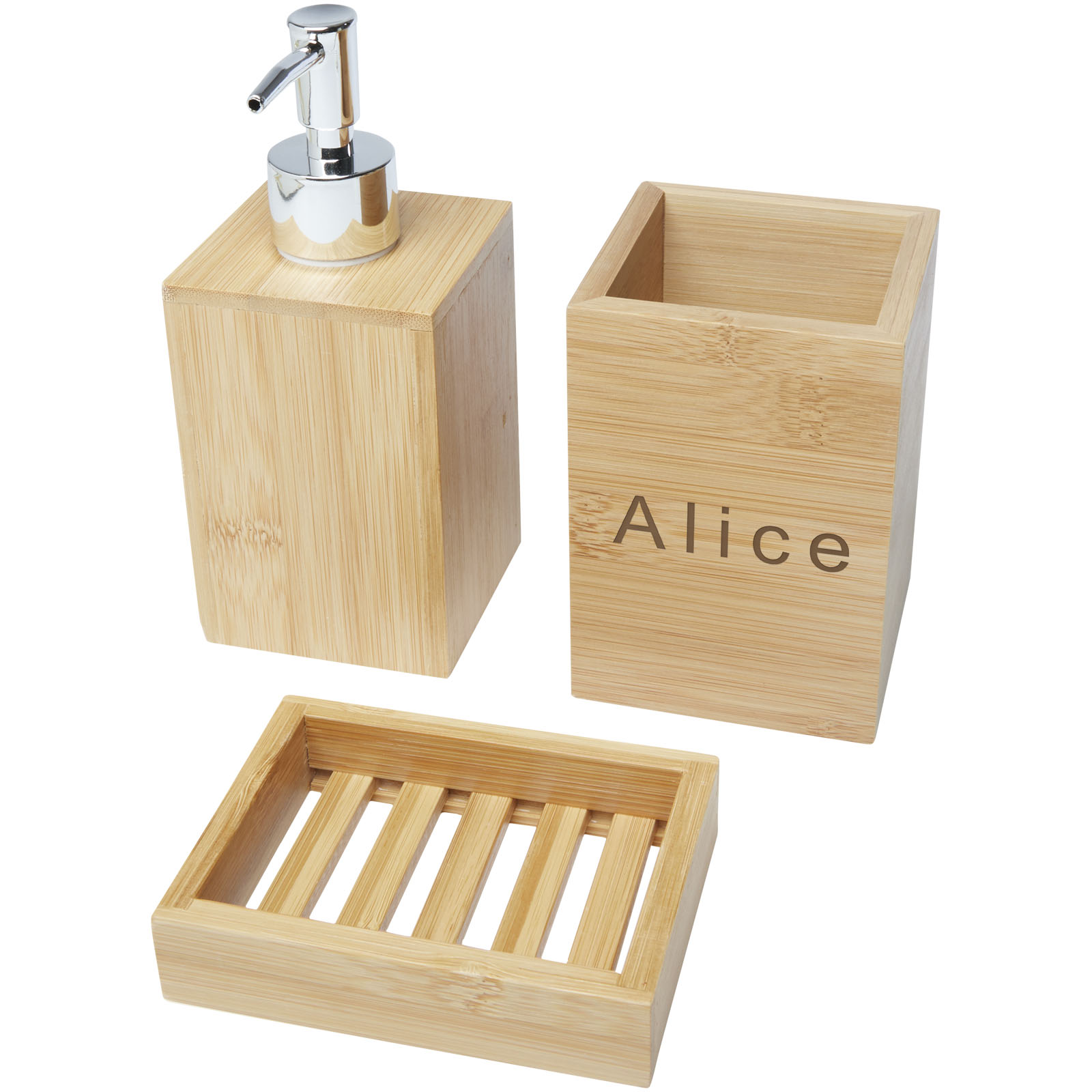 Ensemble 3 pièces pour salle de bains Hedon en bambou