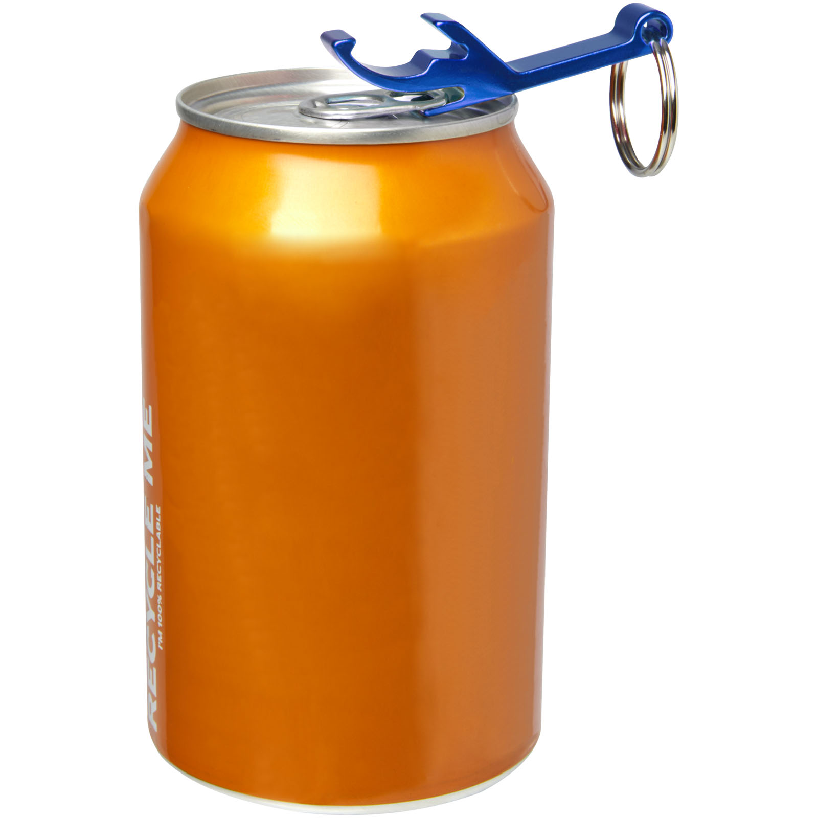 Ouvre-bouteille et canette Tao en aluminium recyclé certifié RCS avec porte-clés