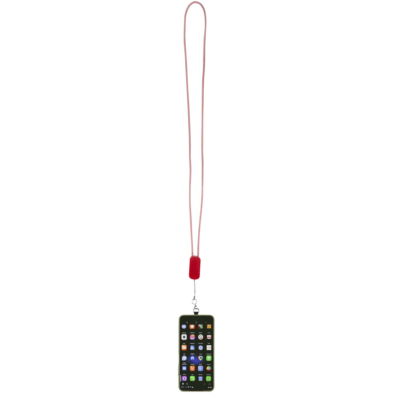 Tour de cou pour smartphone Anser en plastique recyclé avec câble intégré 5 en 1 de 27 W