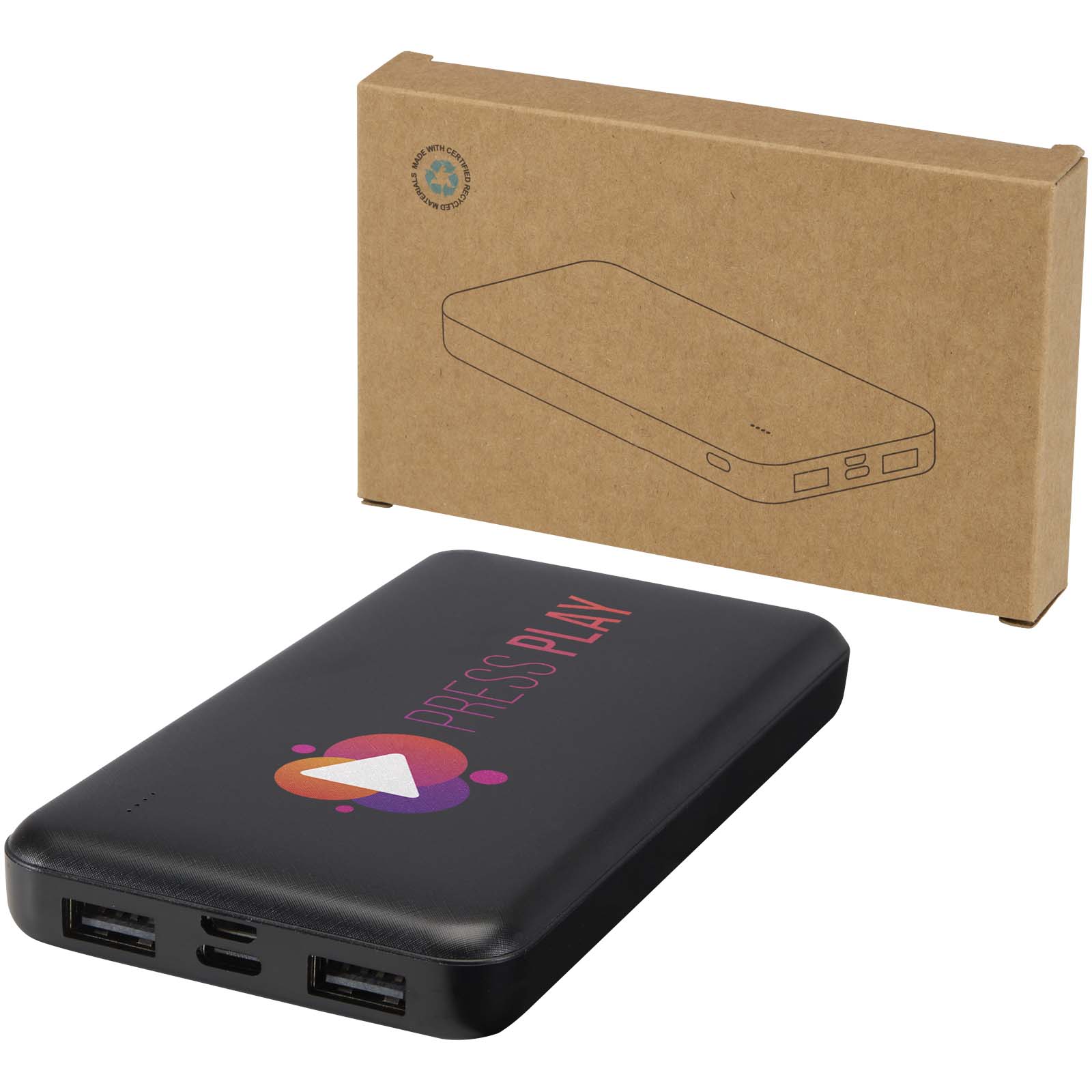 Batterie de secours Intan de 10 000 mAh et 10 W en plastique recyclé