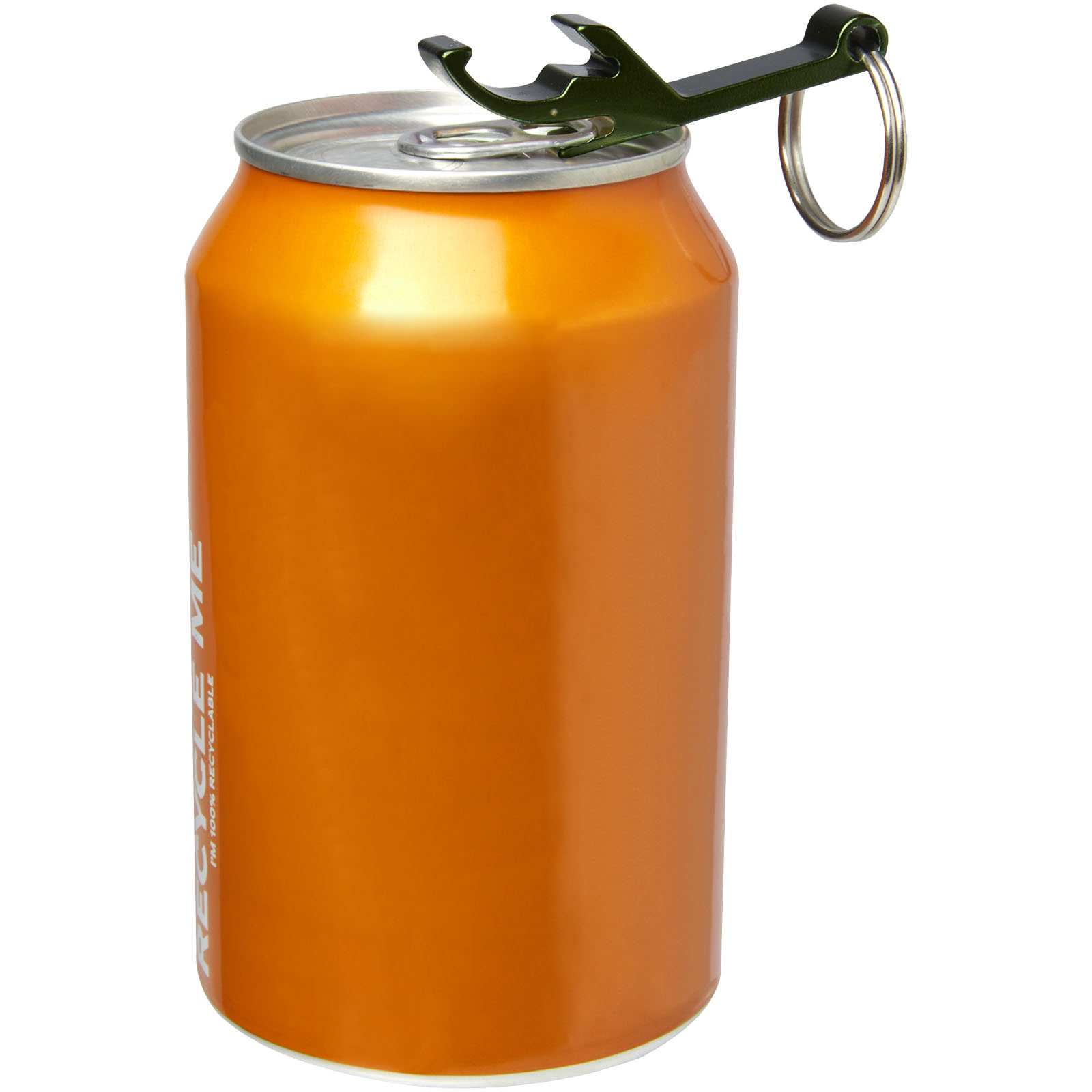 Ouvre-bouteille et canette Tao en aluminium recyclé certifié RCS avec porte-clés