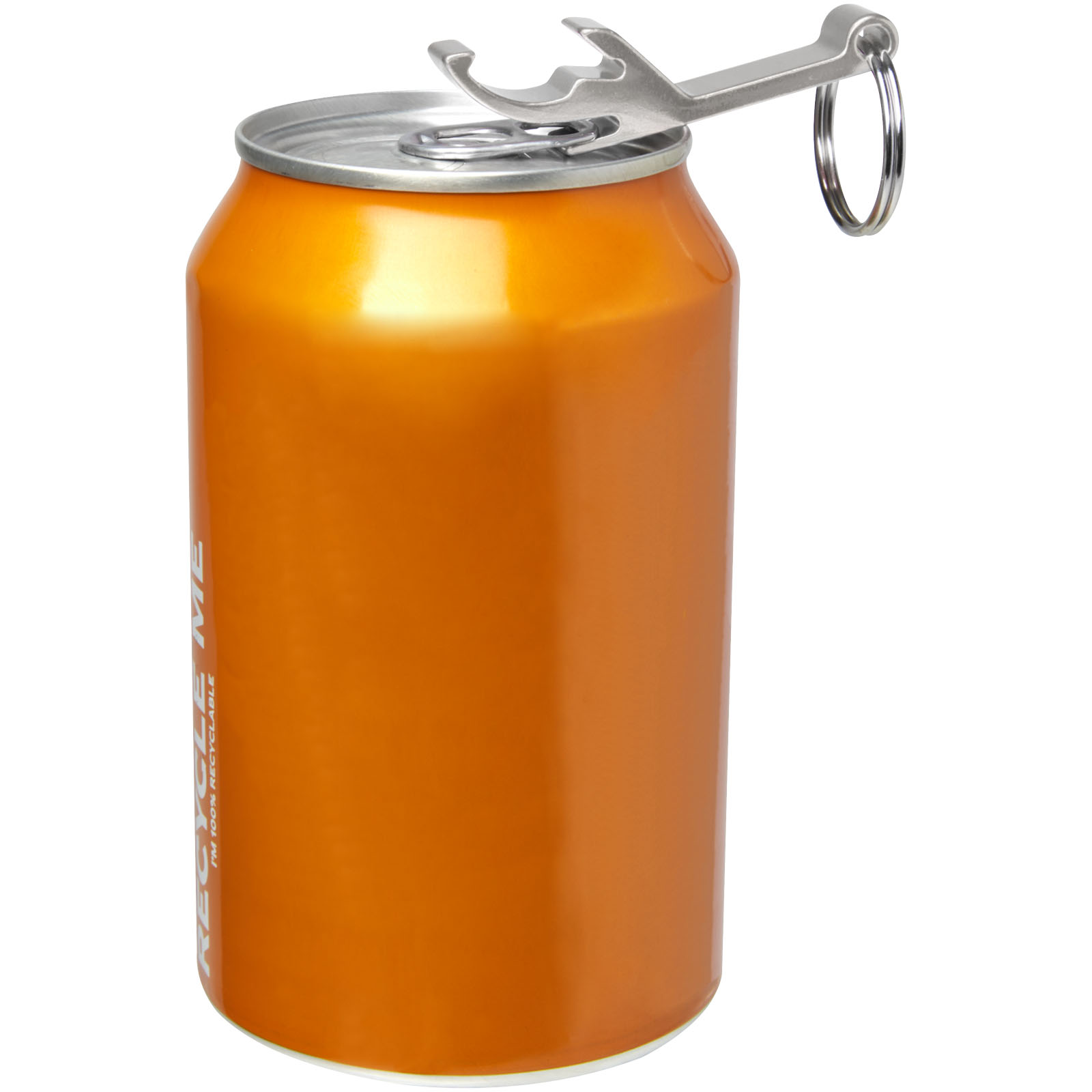 Ouvre-bouteille et canette Tao en aluminium recyclé certifié RCS avec porte-clés