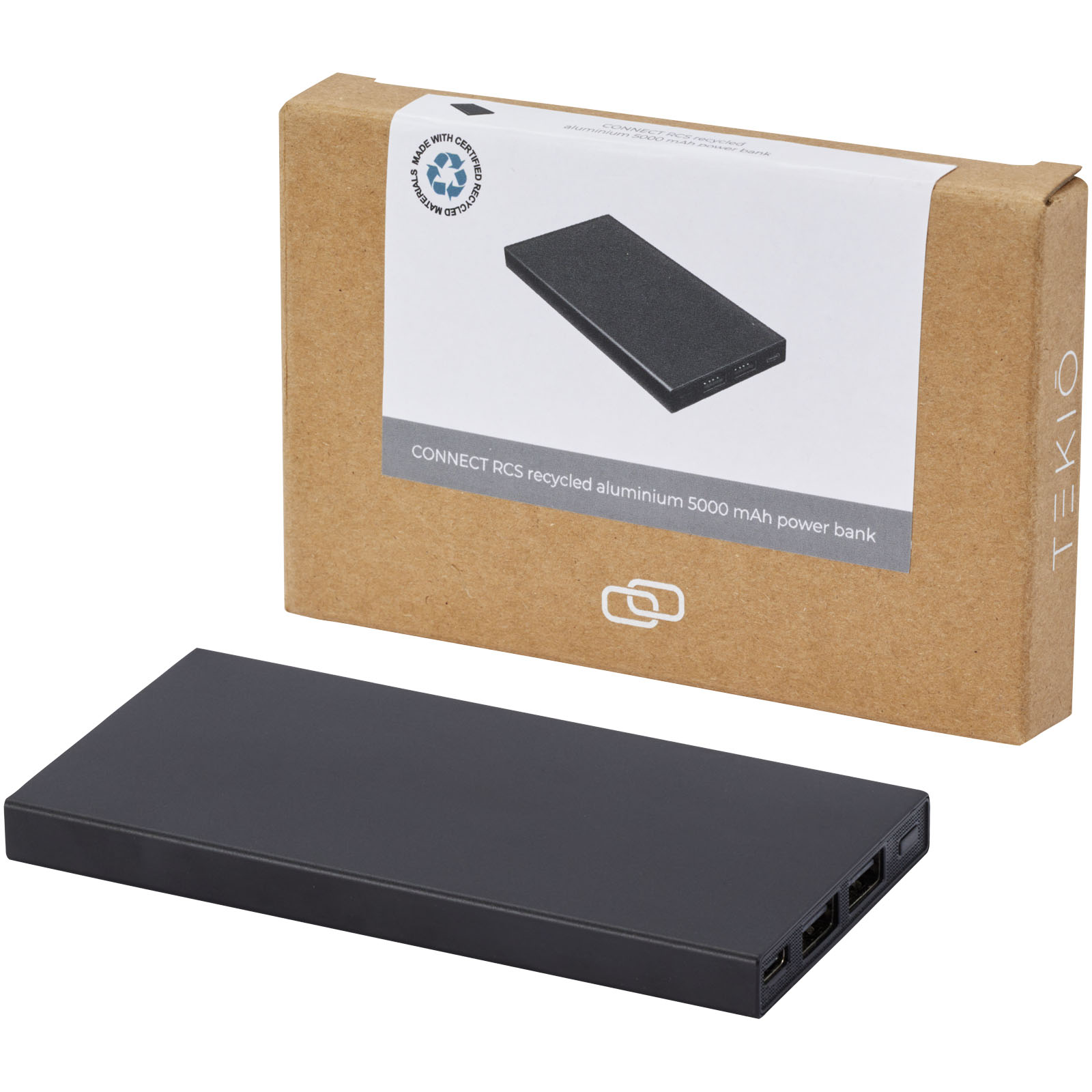 Tekiō® Batterie de secours Connect de 5 000 mAh en aluminium recyclé