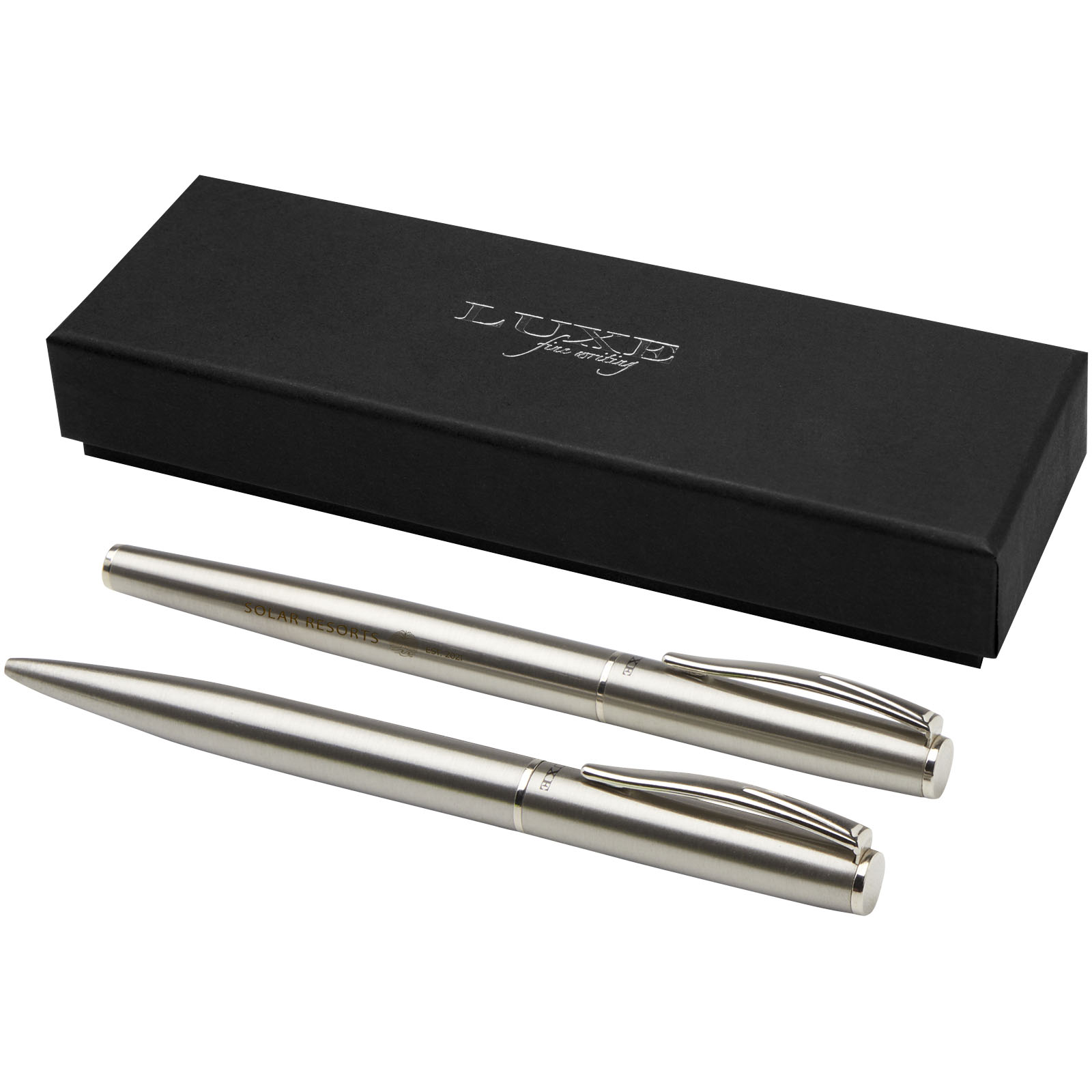 Luxe Ensemble de stylo bille et stylo roller Didimis en acier inoxydable recyclé (encre noire)