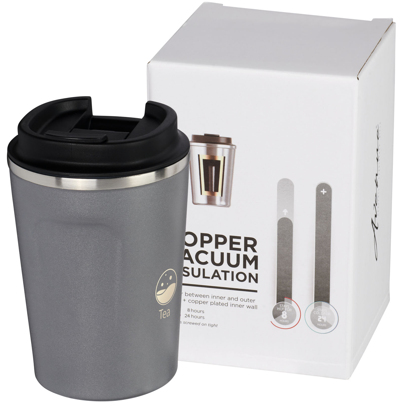 Gobelet avec isolation par le vide et couche de cuivre 360ml étanche Thor