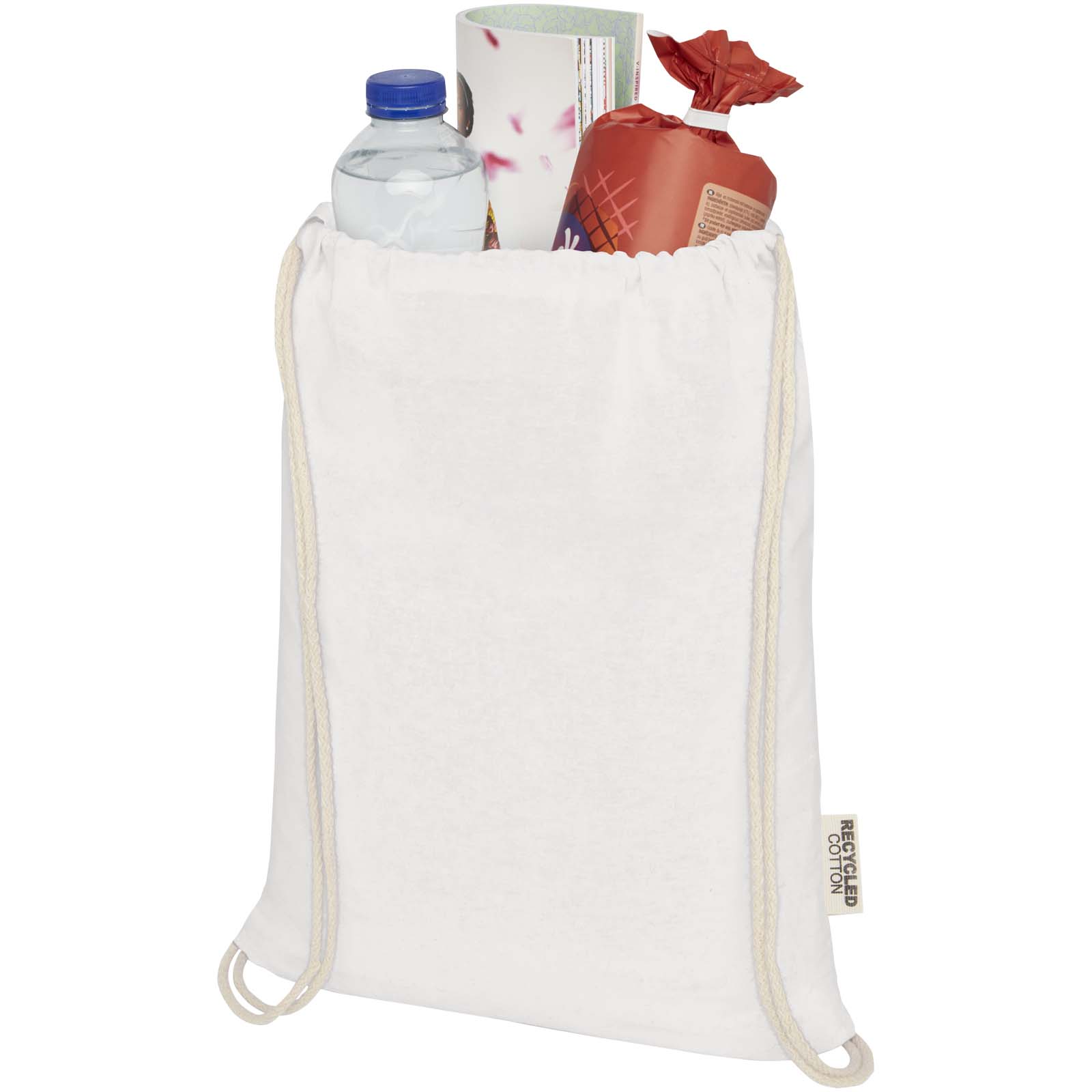 Sac avec cordon Oregon en coton recyclé 140 g/m² certifié GRS