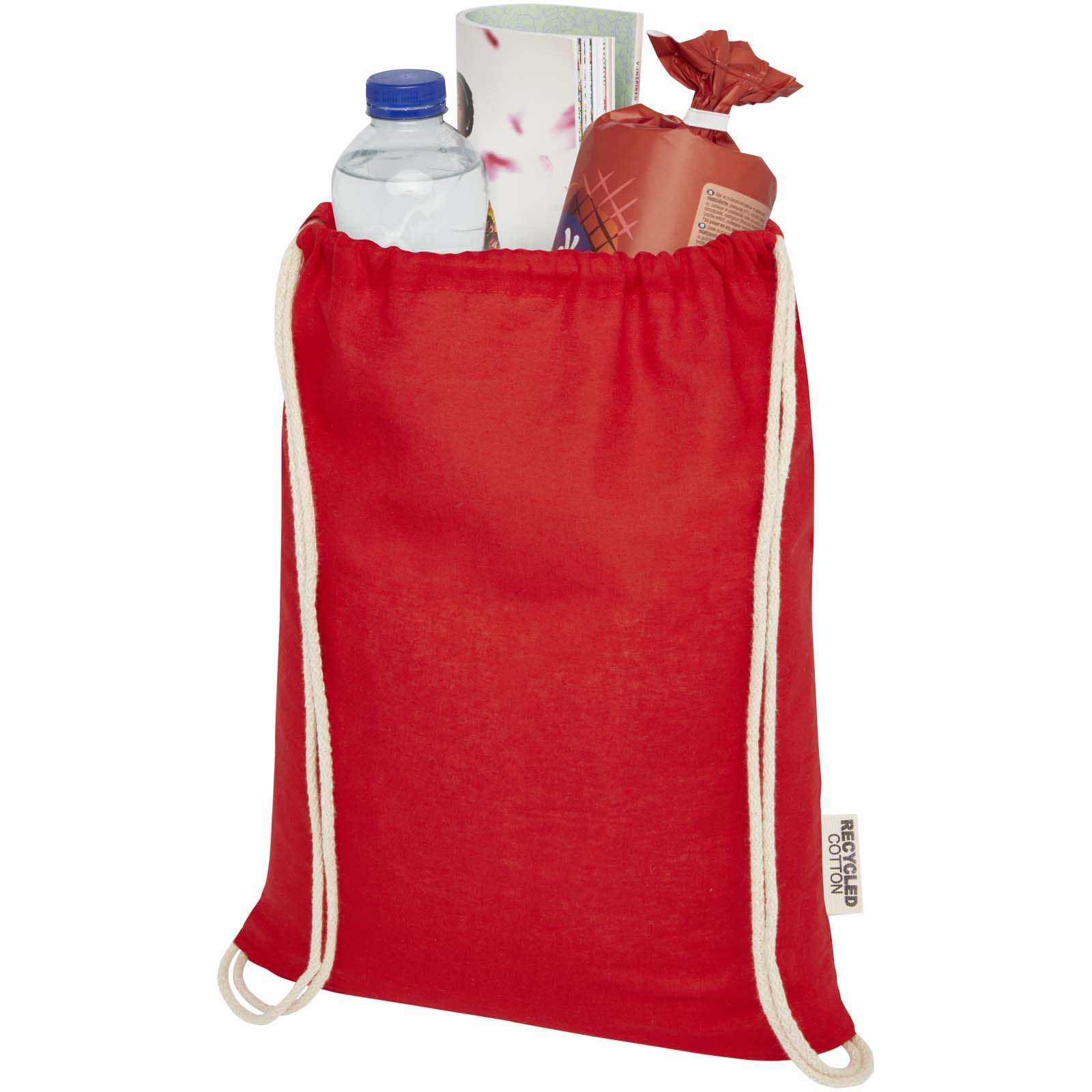 Sac avec cordon Oregon en coton recyclé 140 g/m² certifié GRS
