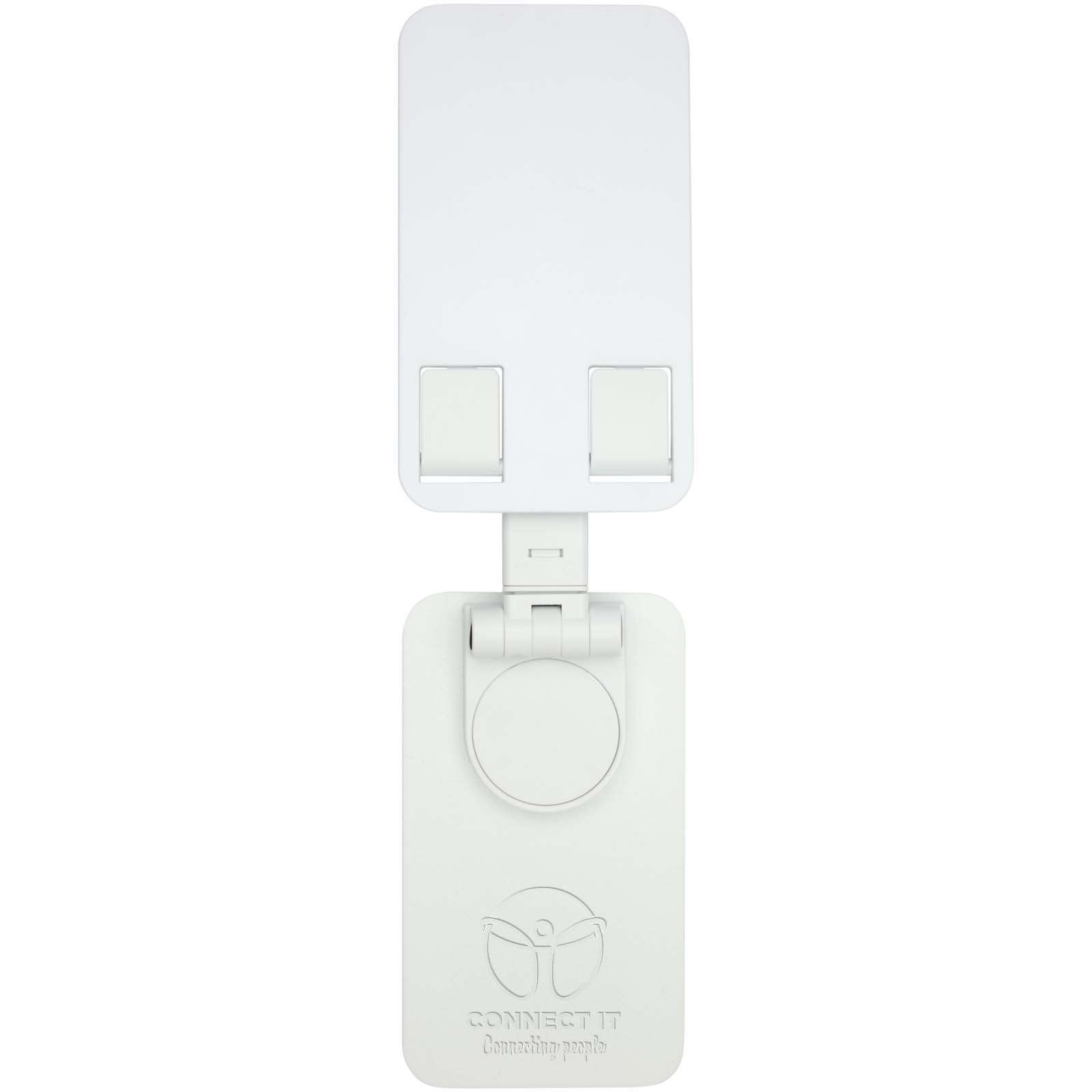 Support de téléphone Alhena pliable en plastique recyclé avec support de bureau en métal