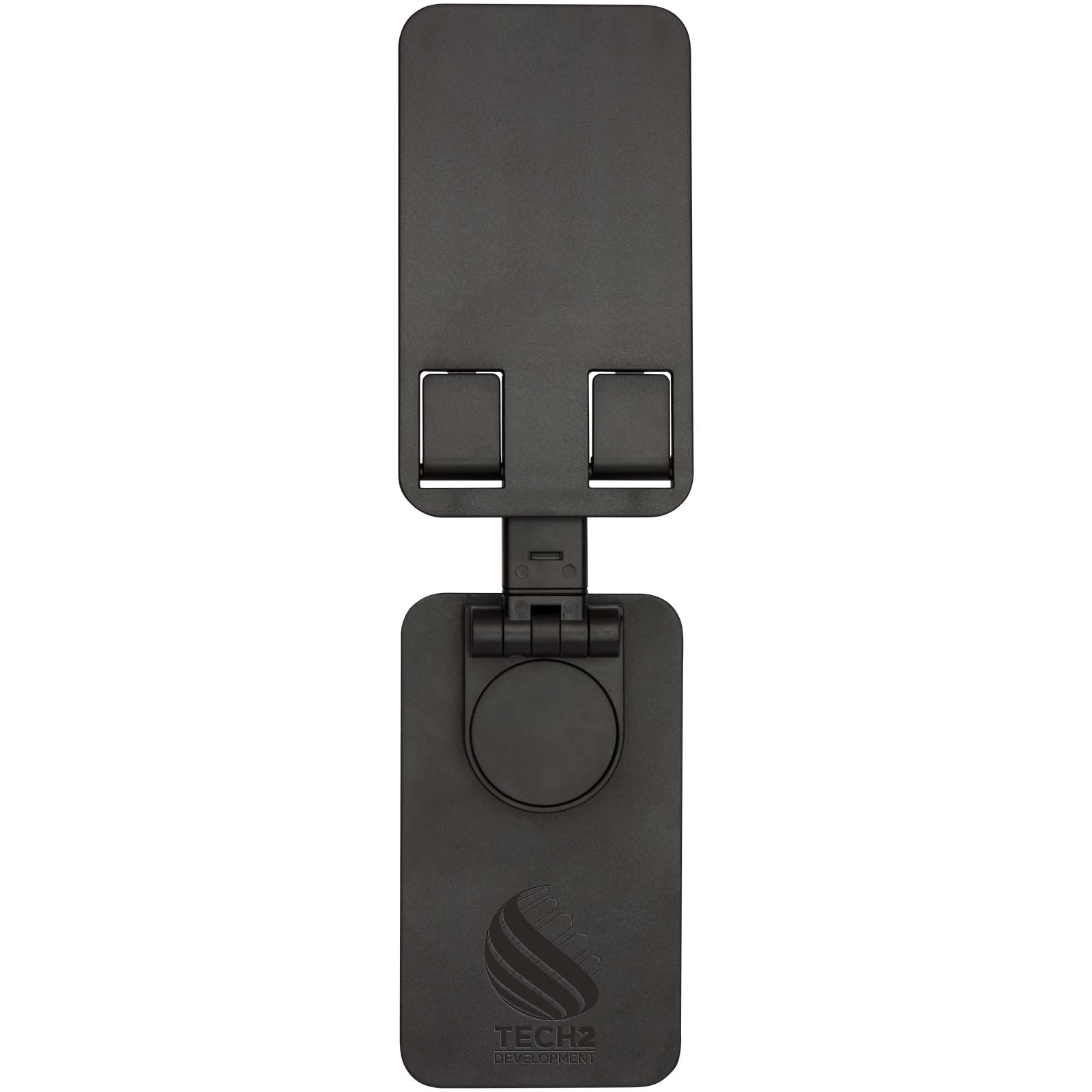 Support de téléphone Alhena pliable en plastique recyclé avec support de bureau en métal