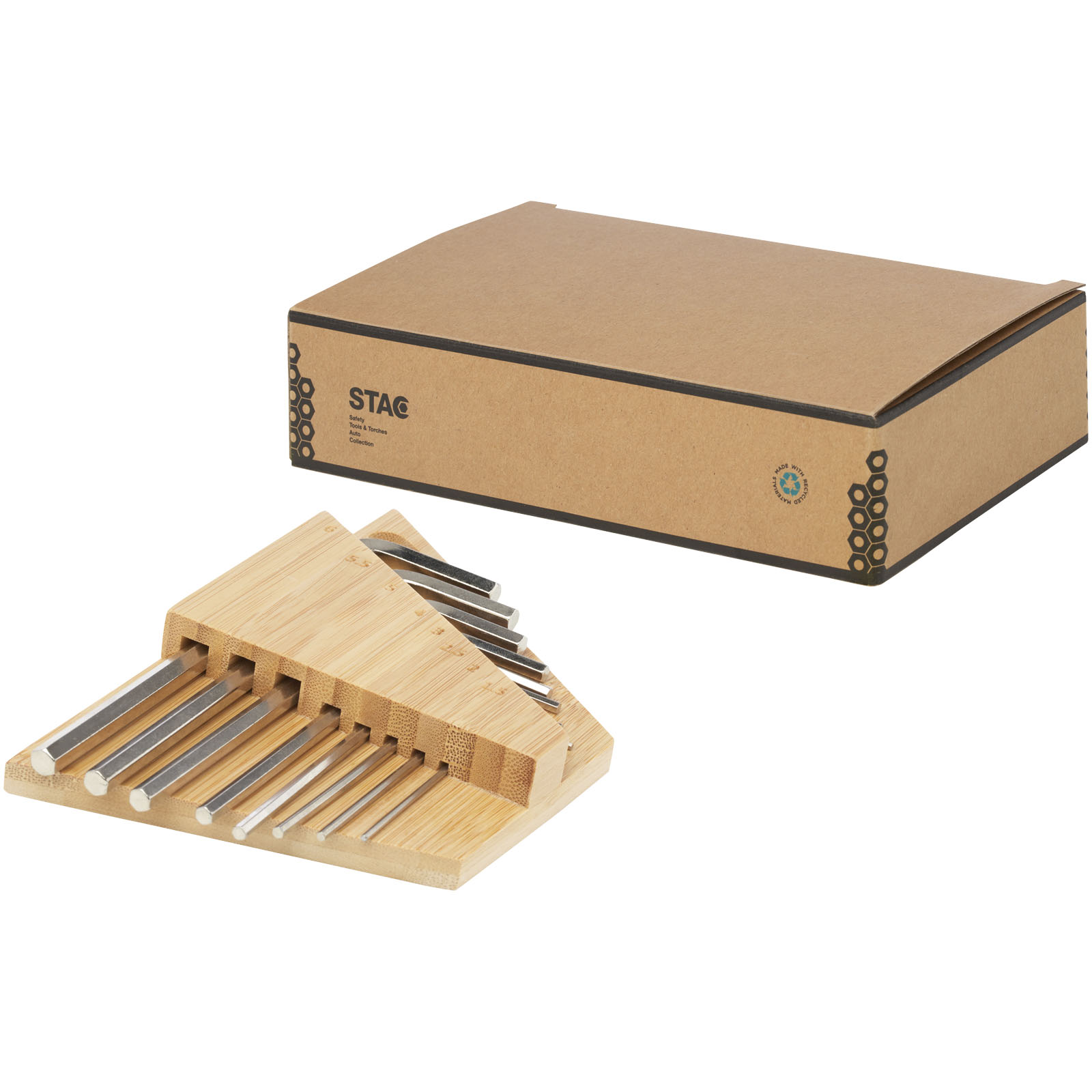 STAC Trousse à outils Allen en bambou à clé hexagonale
