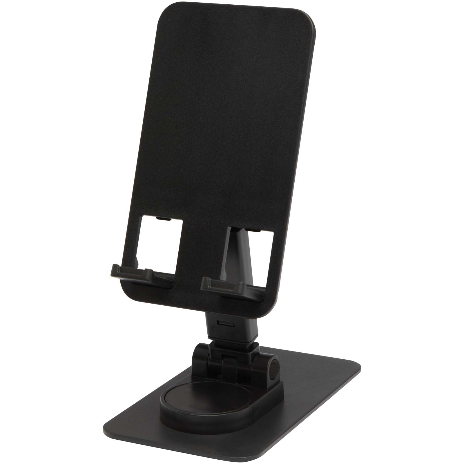 Support de téléphone Alhena pliable en plastique recyclé avec support de bureau en métal