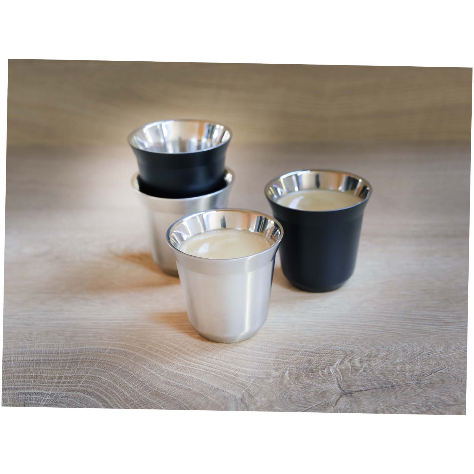 Ensemble de tasses à espresso en acier inoxydable Duo de 80 ml certifié RCS