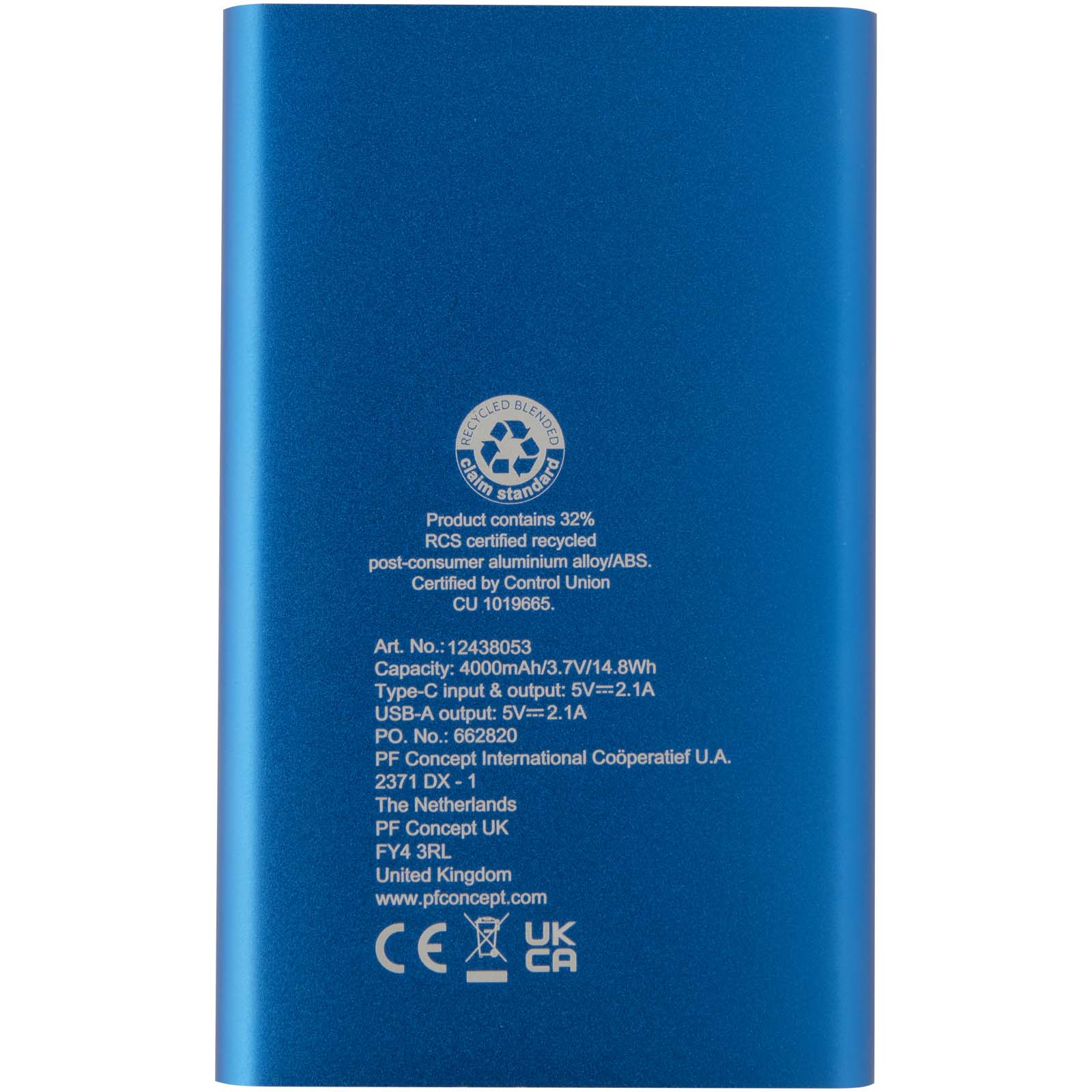 Batterie de secours en aluminium Pep de type-C de 4 000 mAh