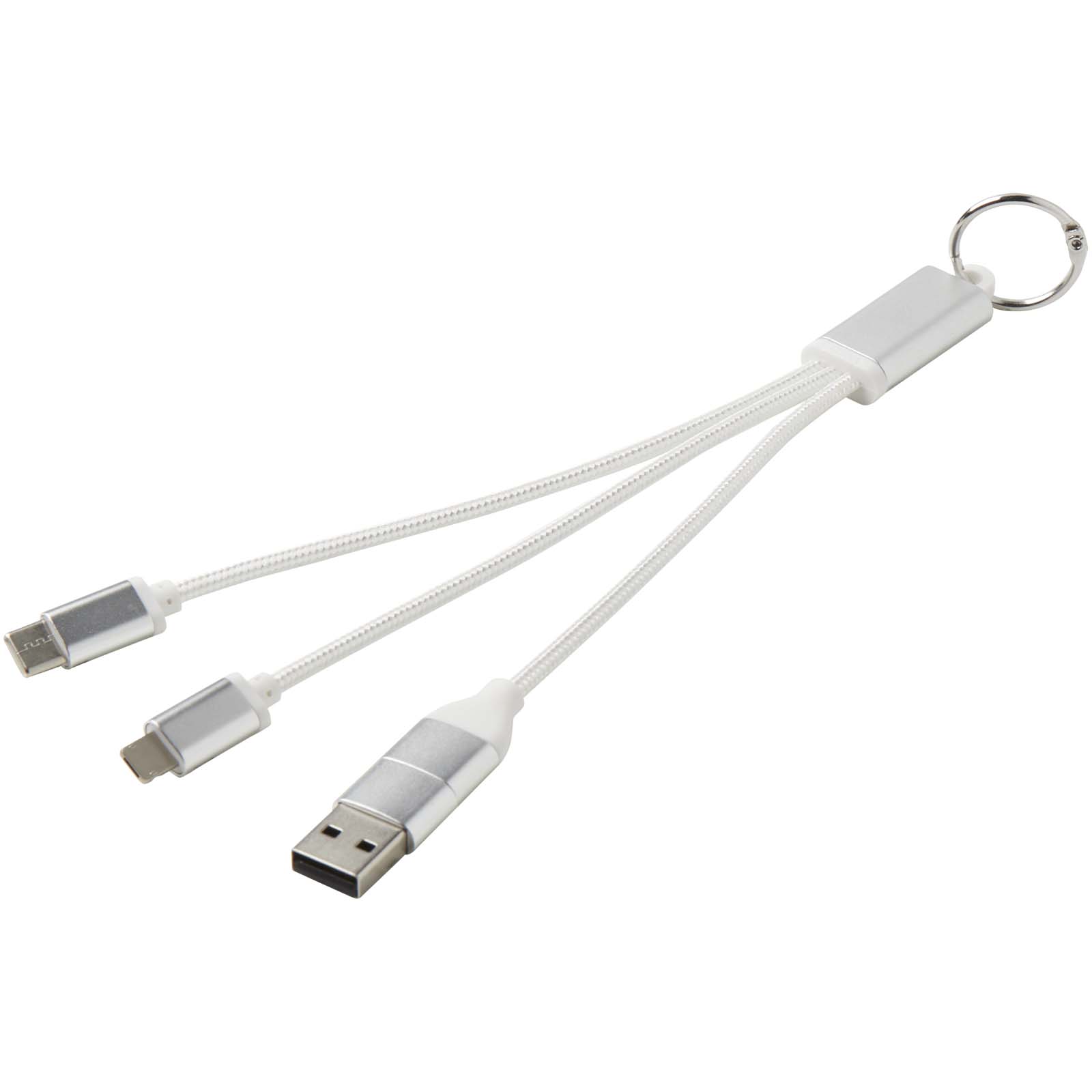 Câble de charge 4-en-1 Metal en aluminium recyclé avec porte-clés