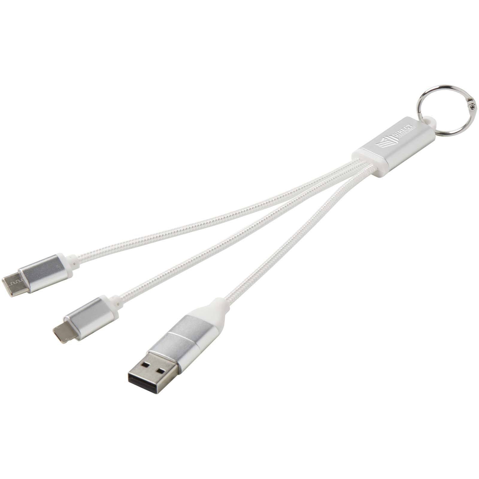 Câble de charge 4-en-1 Metal en aluminium recyclé avec porte-clés