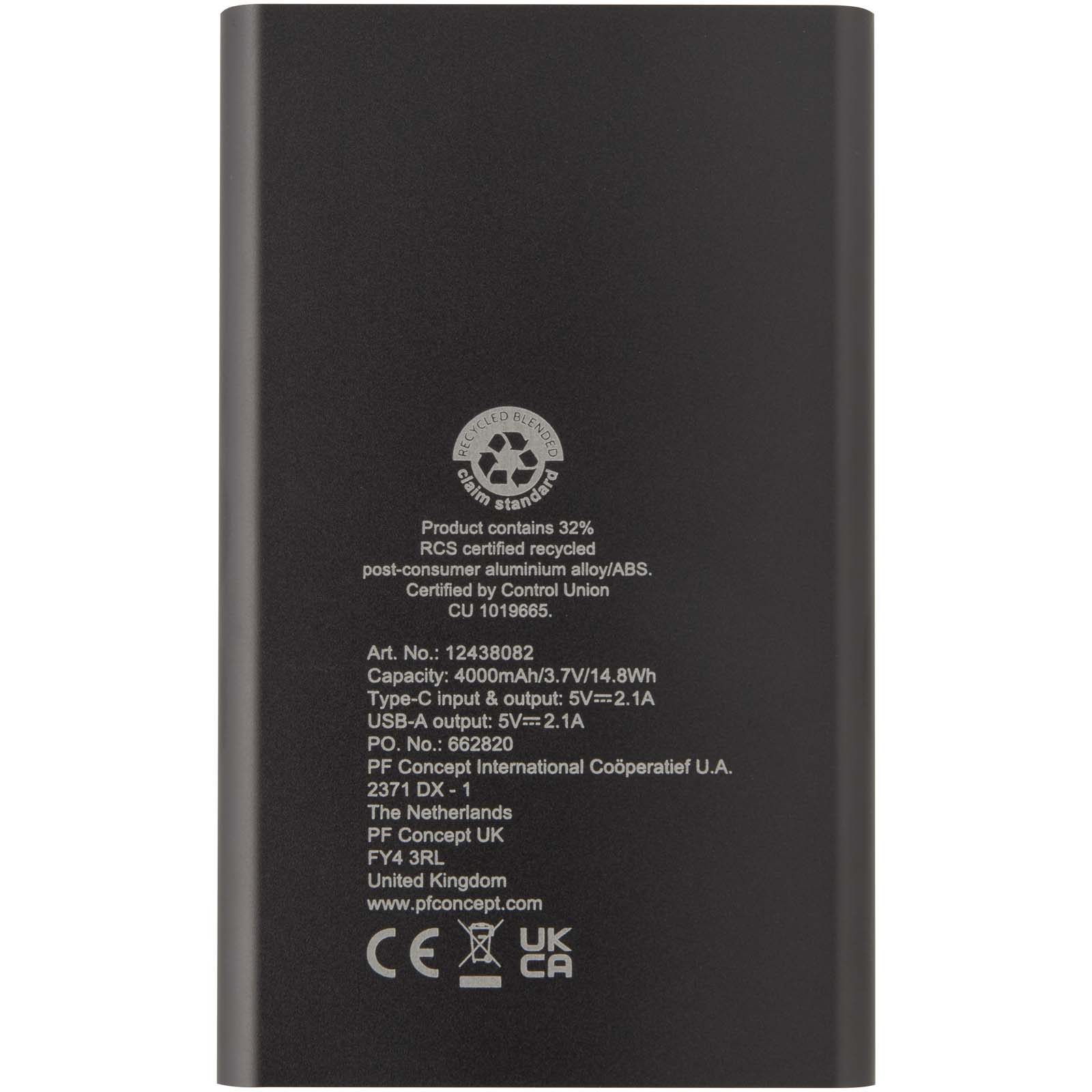 Batterie de secours en aluminium Pep de type-C de 4 000 mAh