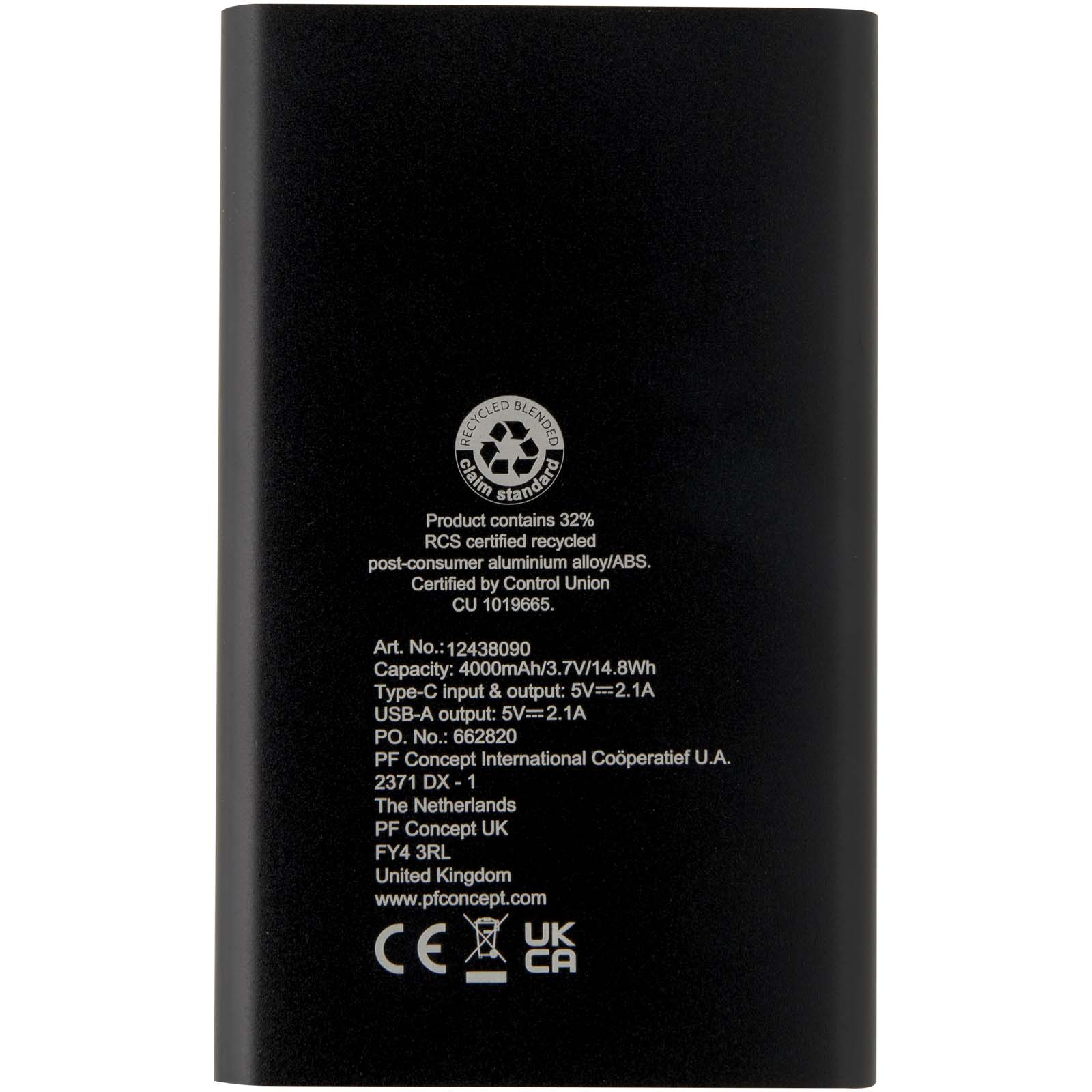 Batterie de secours en aluminium Pep de type-C de 4 000 mAh