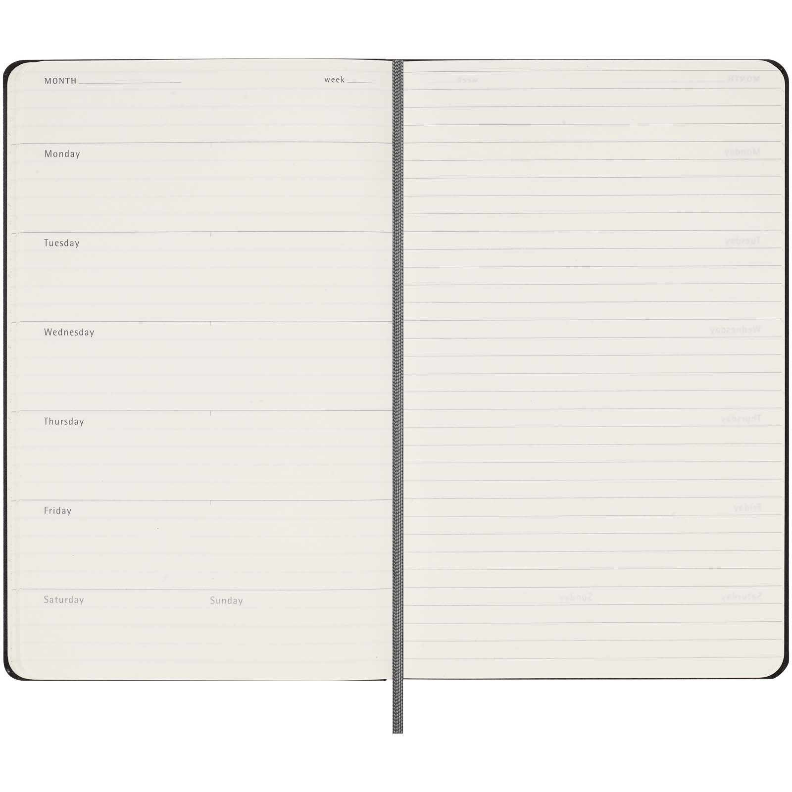 Agenda L hebdomadaire non daté Moleskine à couverture rigide