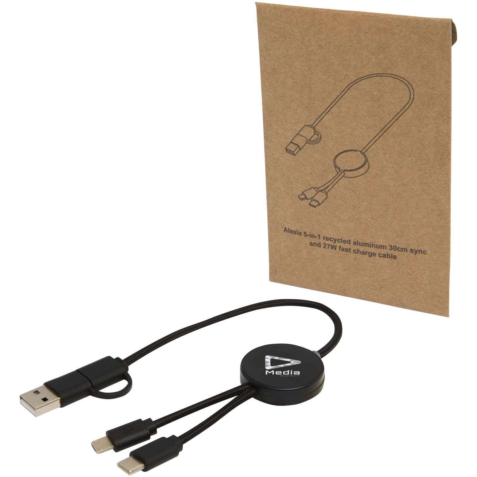 Câble 5 en 1 Citala en plastique recyclé de 30 cm pour la synchronisation des données et la charge rapide de 27 W