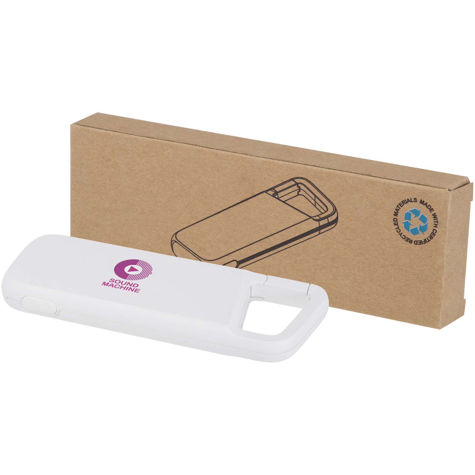Batterie externe Alkes de 5 000 mAh et 12 W en plastique recyclé résistante à l’eau avec mousqueton