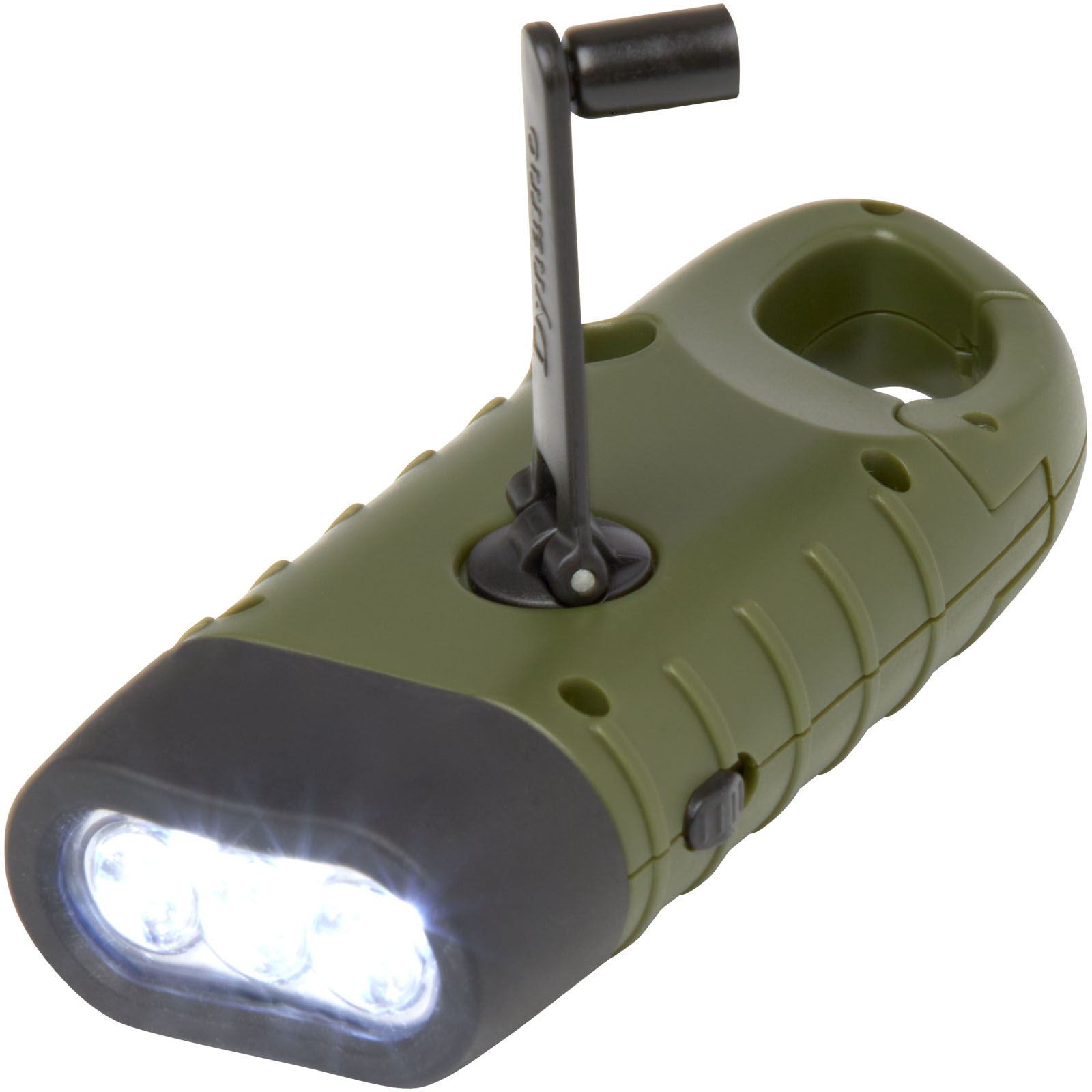 STAC Lampe de poche dynamo solaire Helios en plastique recyclé avec mousqueton
