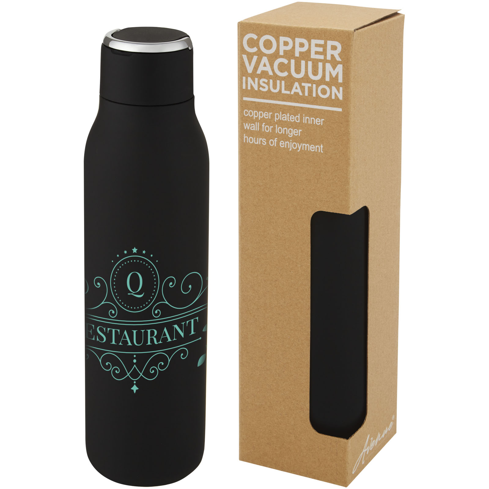 Bouteille isotherme Marka 600 ml avec couche de cuivre et avec boucle métallique