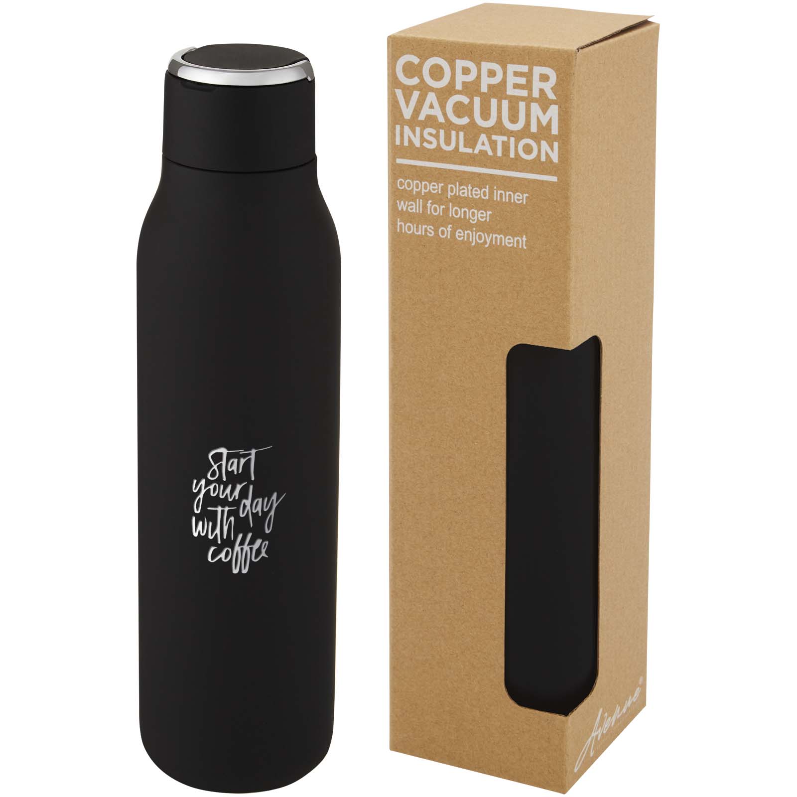 Bouteille isotherme Marka 600 ml avec couche de cuivre et avec boucle métallique