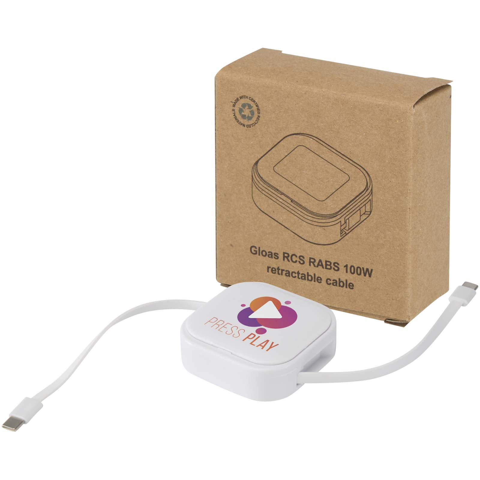 Câble rétractable 5 en 1 Gloas en matériaux recyclés pour synchronisation de données et charge rapide de 100 W avec kit d’out