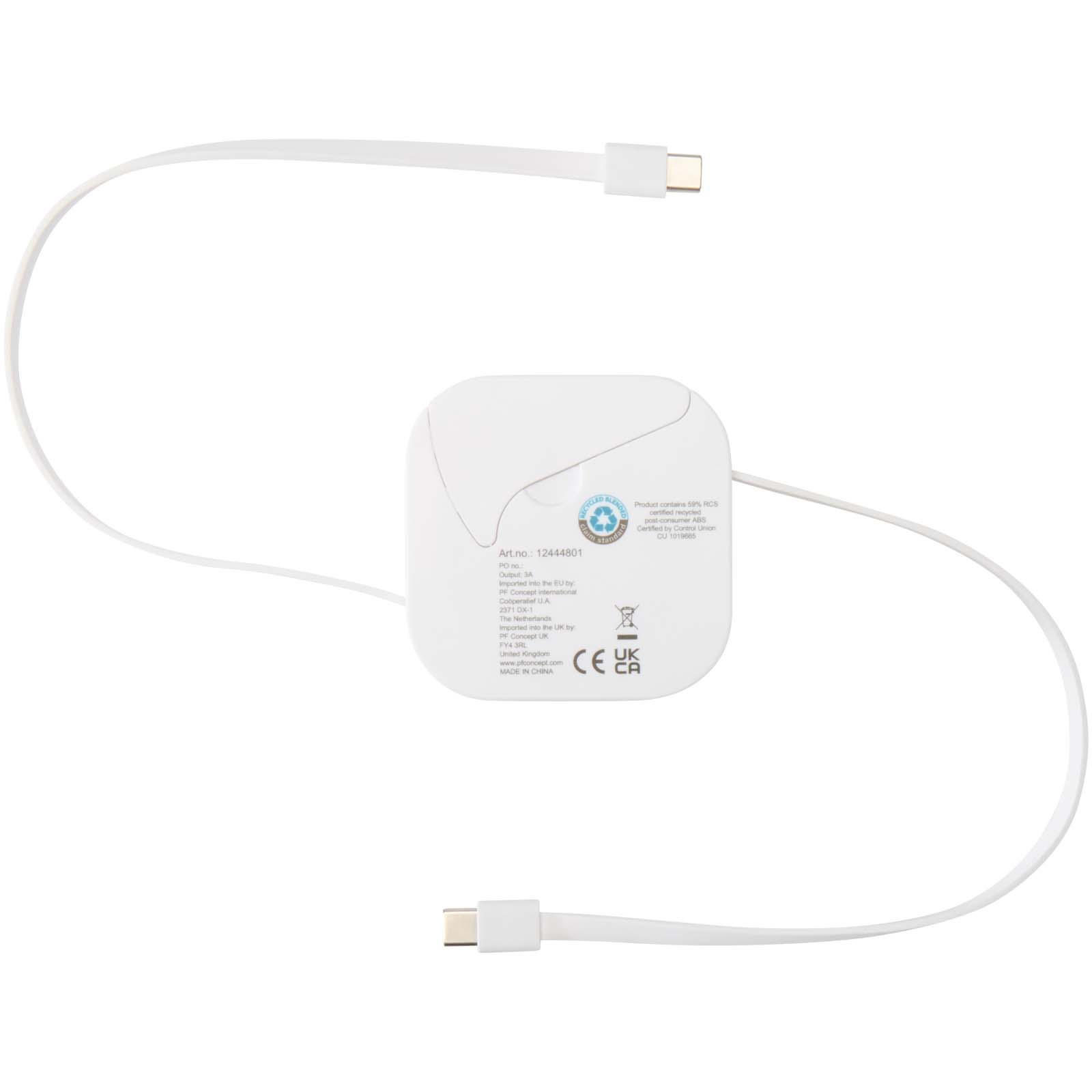 Câble rétractable 5 en 1 Gloas en matériaux recyclés pour synchronisation de données et charge rapide de 100 W avec kit d’out