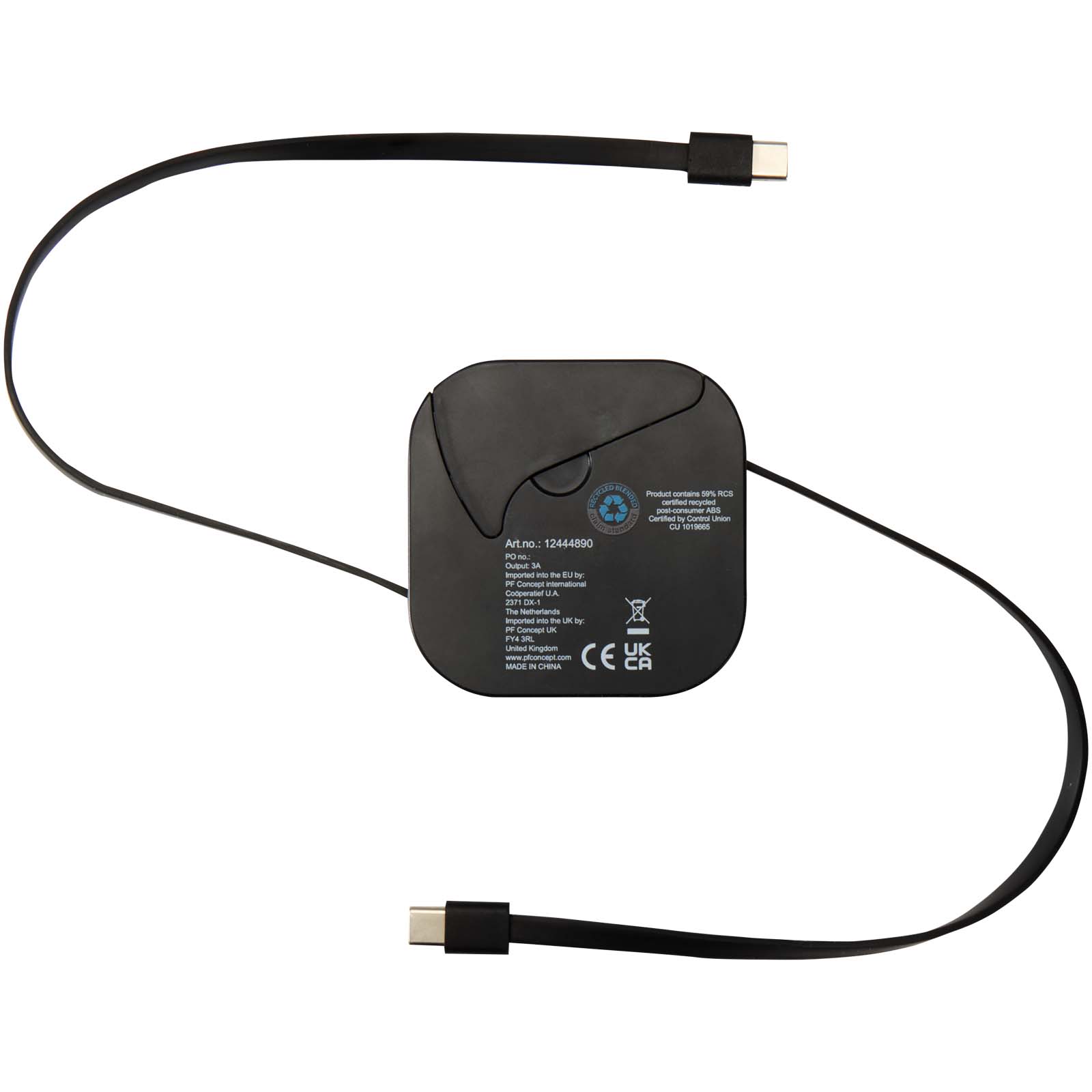 Câble rétractable 5 en 1 Gloas en matériaux recyclés pour synchronisation de données et charge rapide de 100 W avec kit d’out