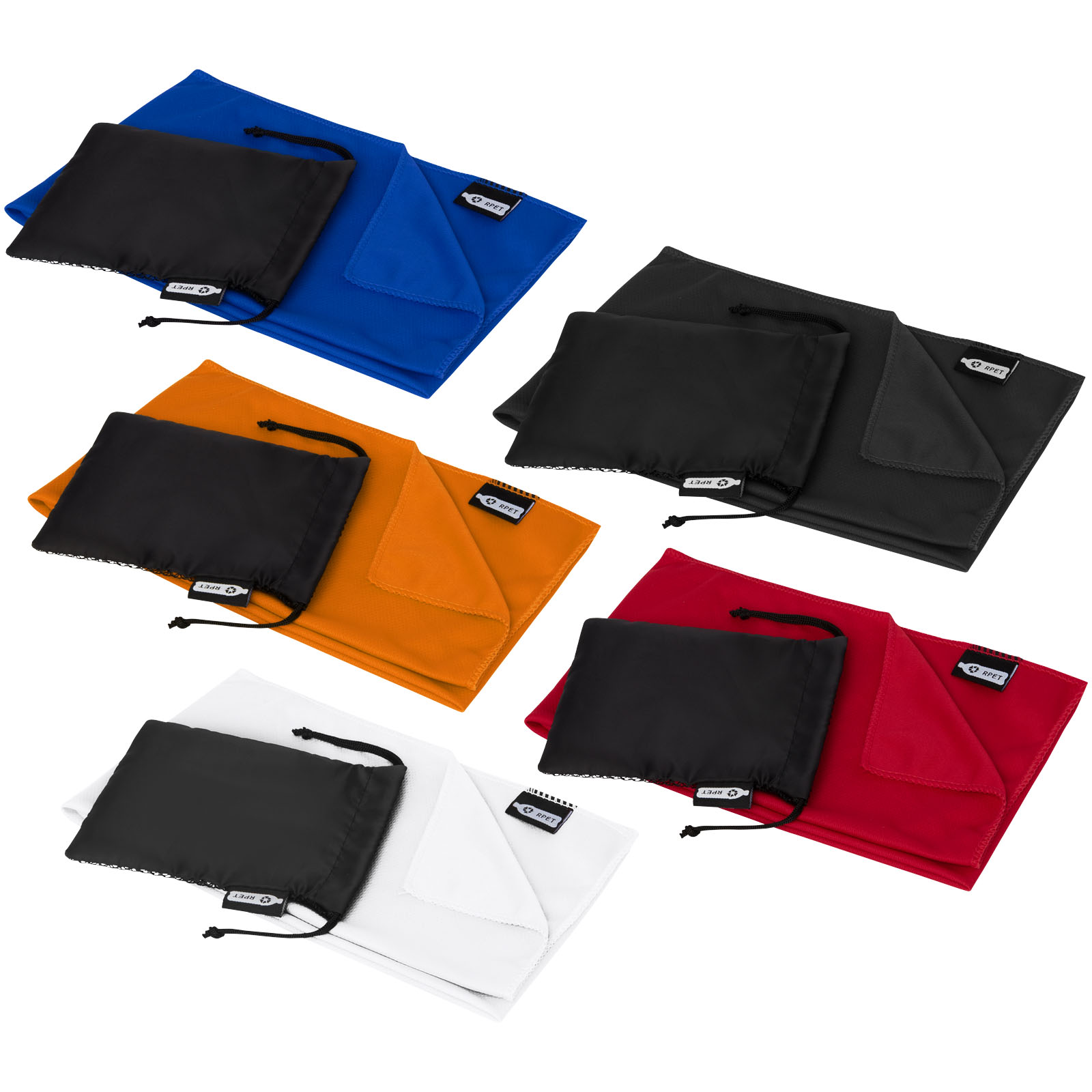 Serviette de sport rafraîchissante en PET recyclé Raquel avec pochette 80 x 30 cm