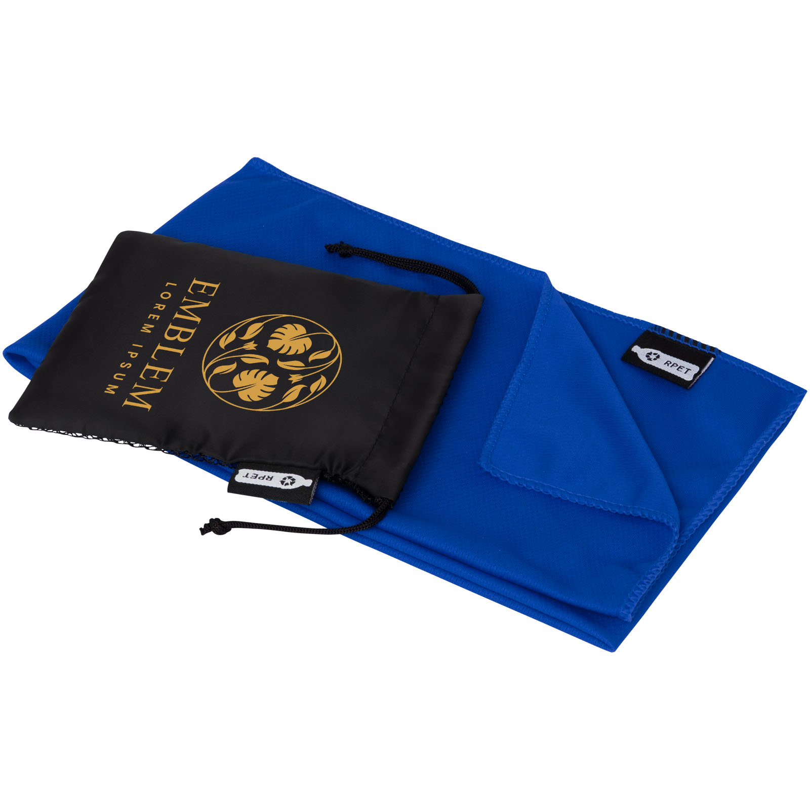 Serviette de sport rafraîchissante en PET recyclé Raquel avec pochette 80 x 30 cm