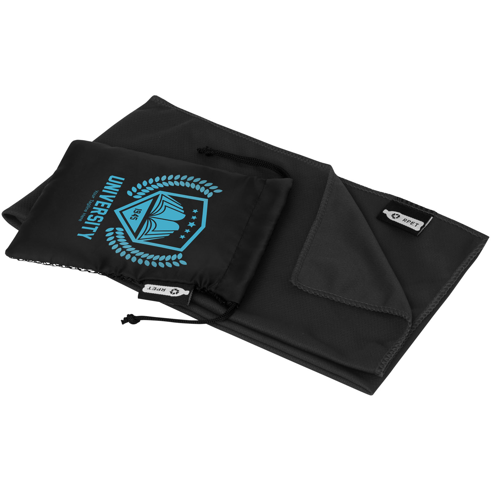 Serviette de sport rafraîchissante en PET recyclé Raquel avec pochette 80 x 30 cm