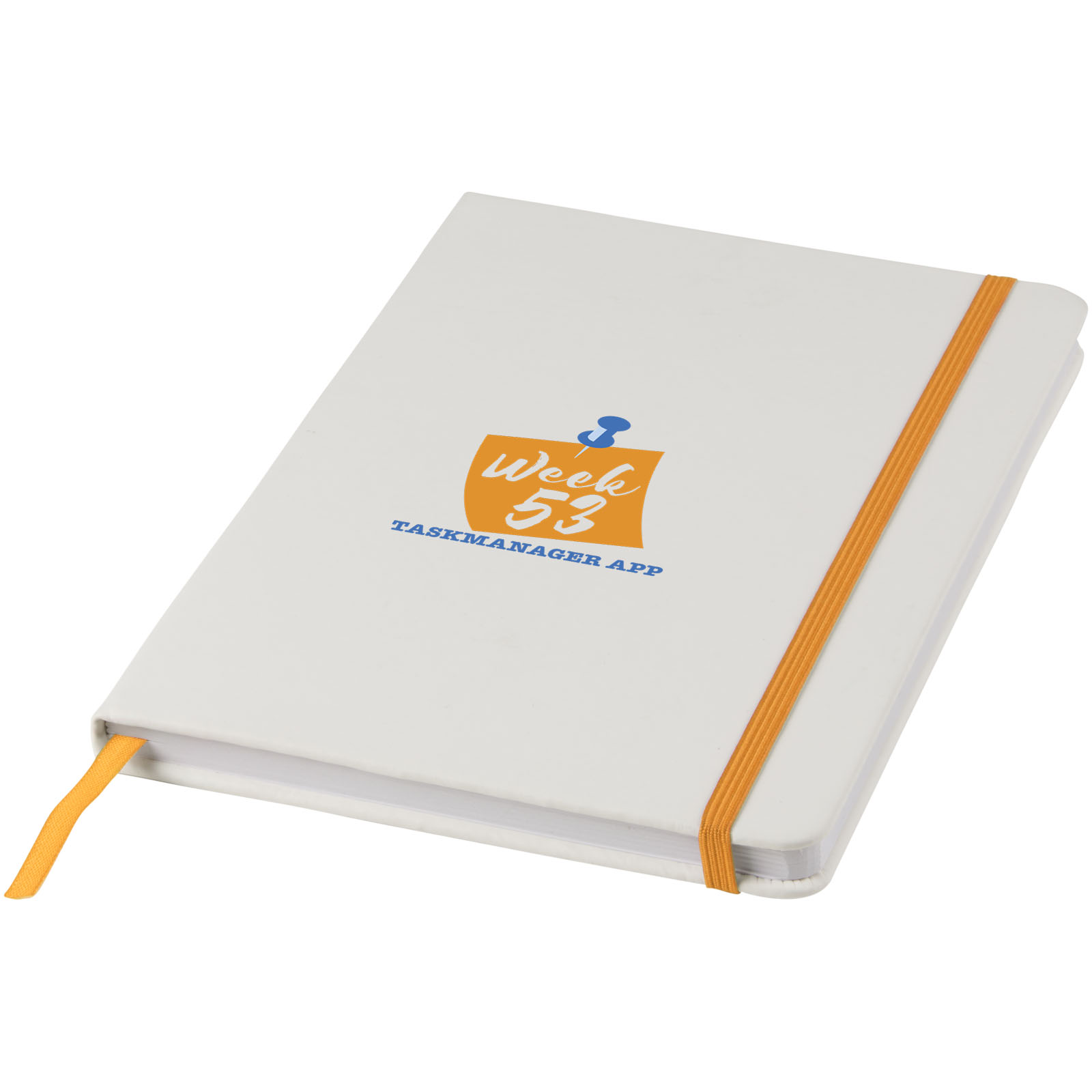 Carnet de notes blanc A5 Spectrum avec élastique de couleur