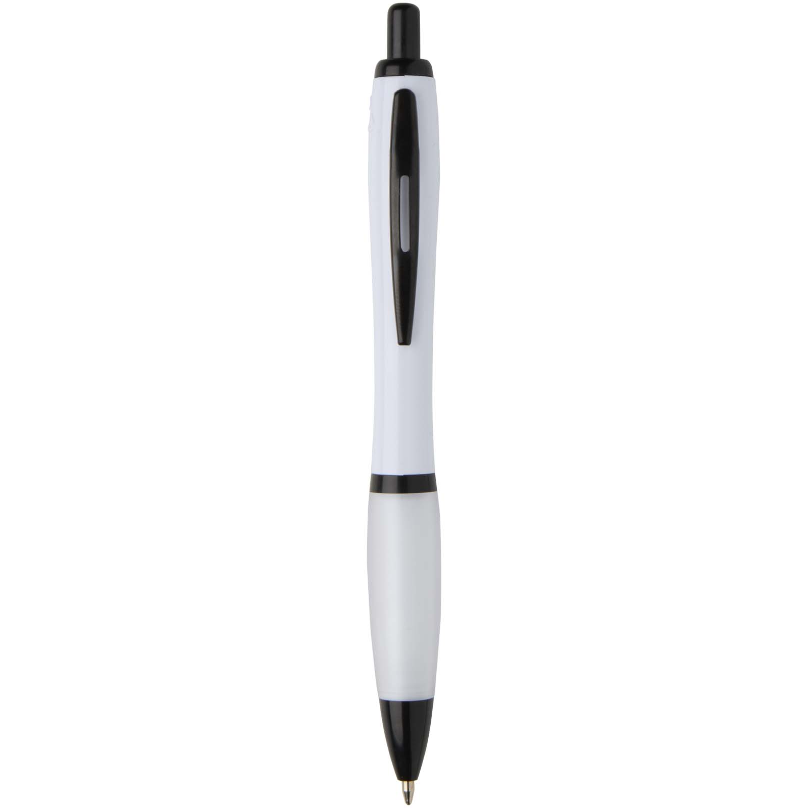 Stylo bille Nash en plastique recyclé avec garnitures noires (encre noire)