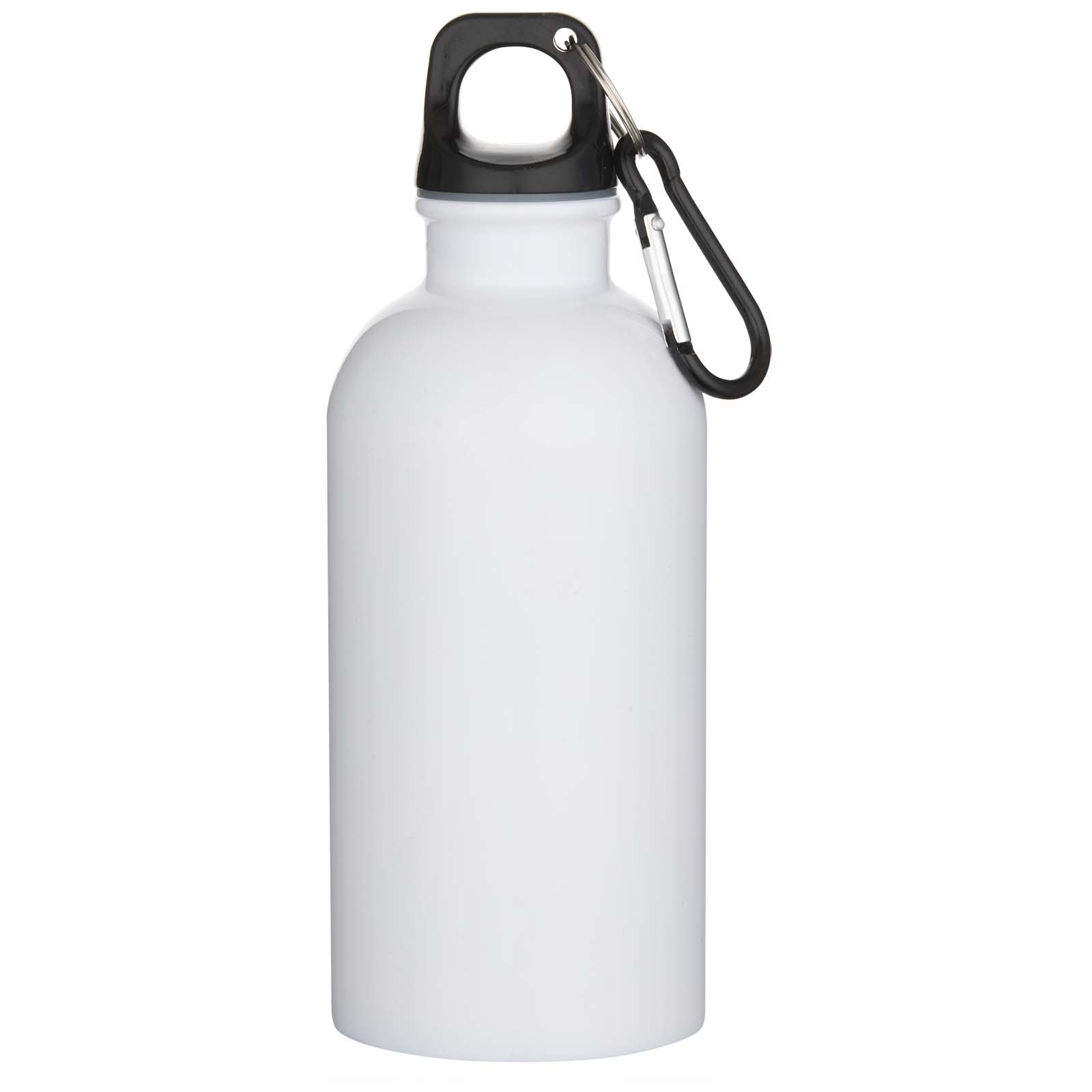 Bouteille d’eau Oregon de 400 ml en acier inoxydable recyclé à simple paroi certifié RCS avec mousqueton (impression par subl