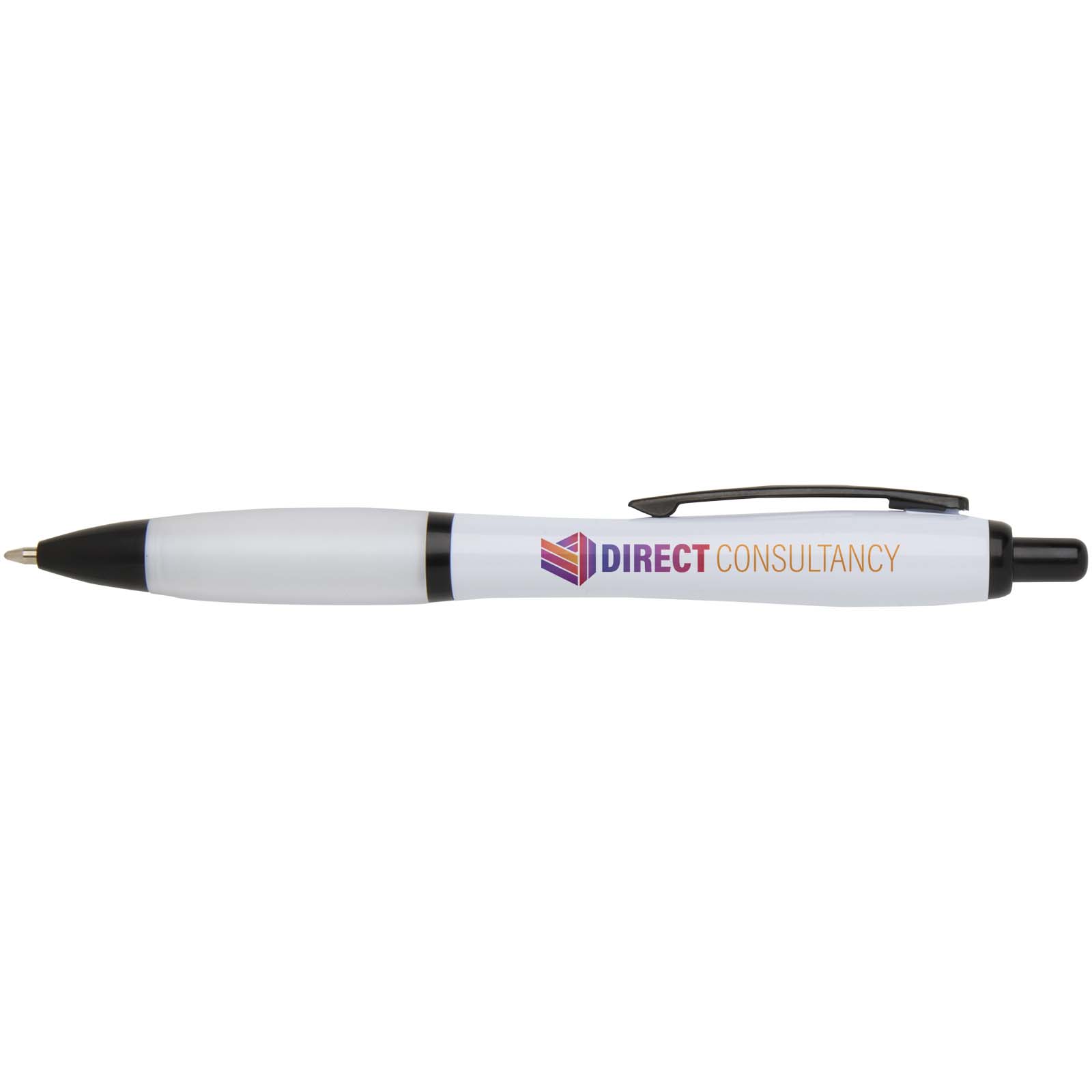 Stylo bille Nash en plastique recyclé avec garnitures noires (encre noire)