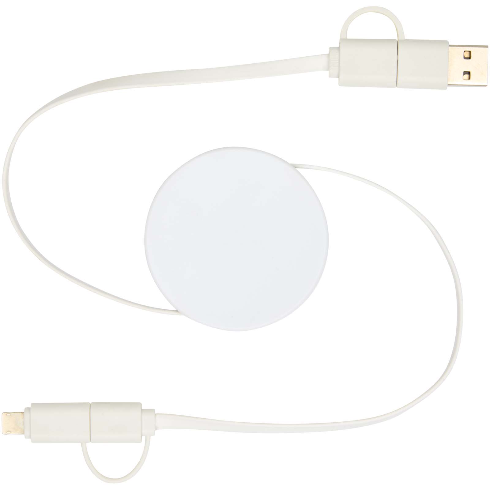 Câble rétractable 5 en 1 Citala en plastique recyclé de 90 cm pour la synchronisation des données et la charge rapide de 40 W