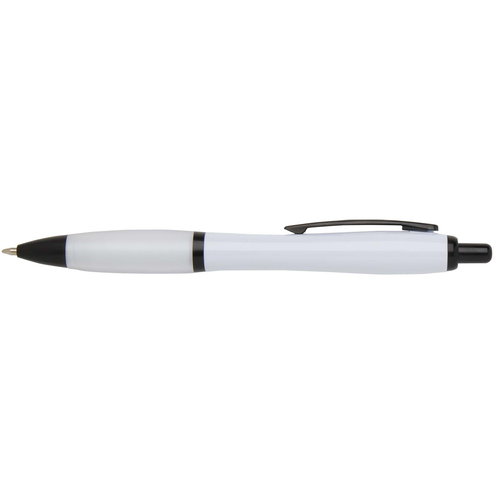 Stylo bille Nash en plastique recyclé avec garnitures noires (encre noire)