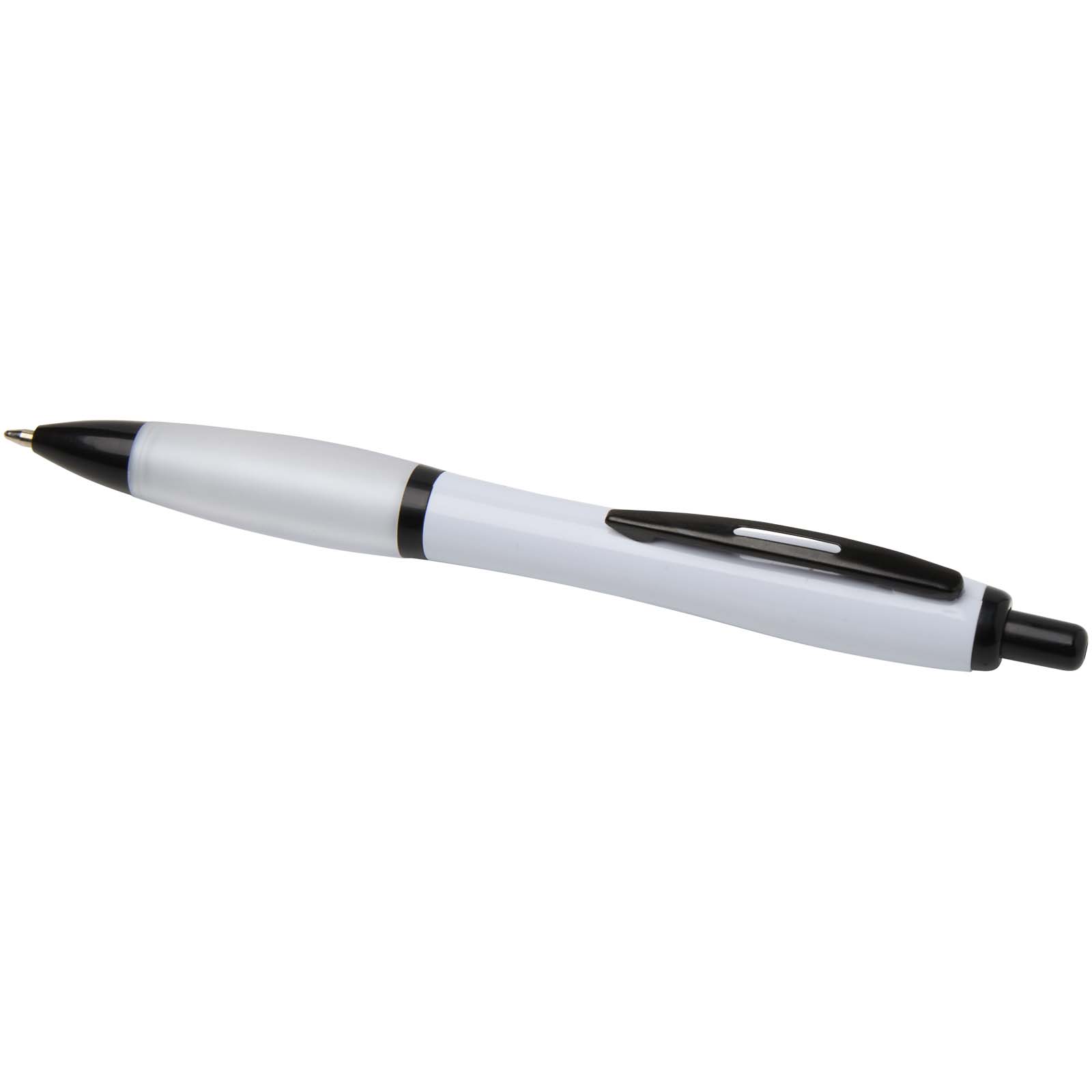 Stylo bille Nash en plastique recyclé avec garnitures noires (encre noire)