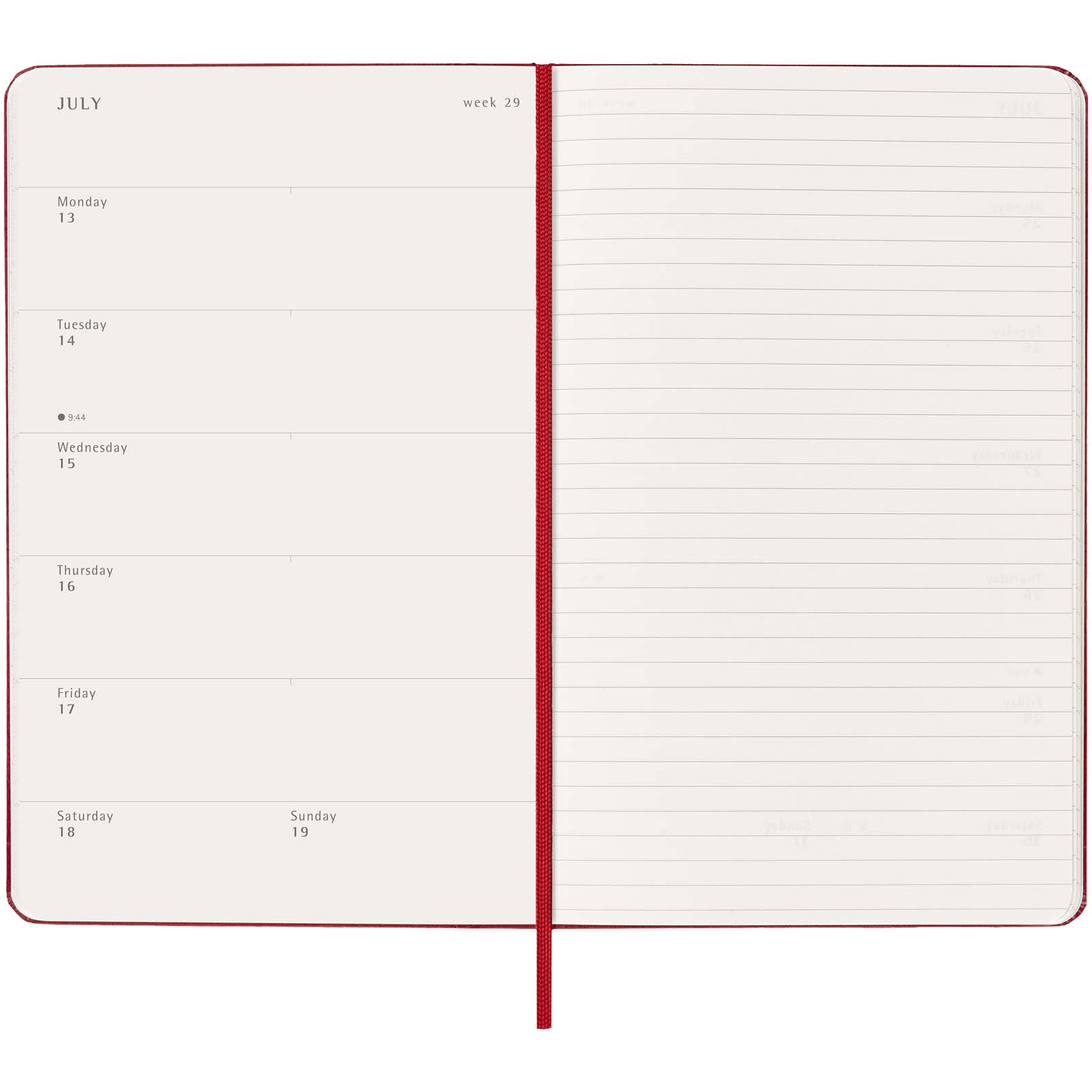 Agenda L hebdomadaire 12 mois Moleskine à couverture rigide