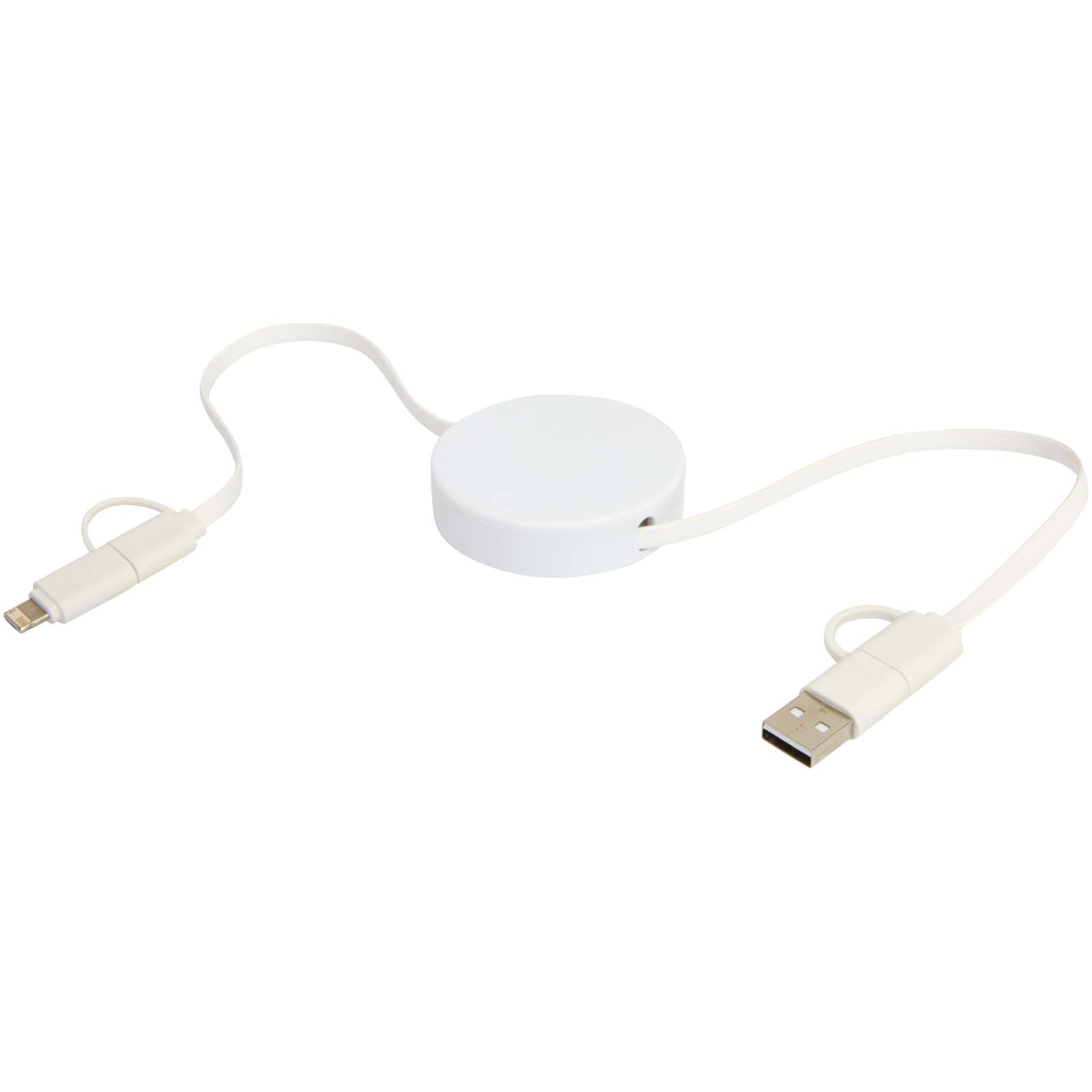 Câble rétractable 5 en 1 Citala en plastique recyclé de 90 cm pour la synchronisation des données et la charge rapide de 40 W