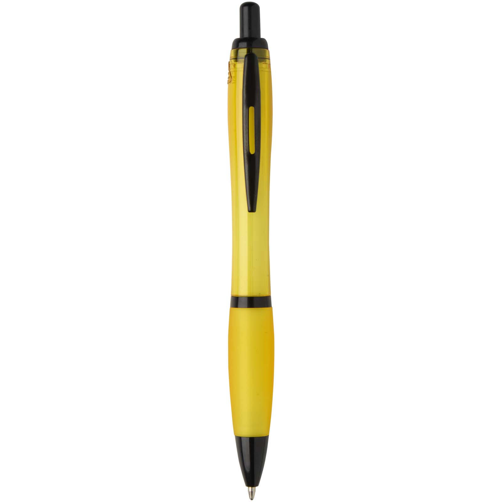 Stylo bille Nash en plastique recyclé avec garnitures noires (encre noire)